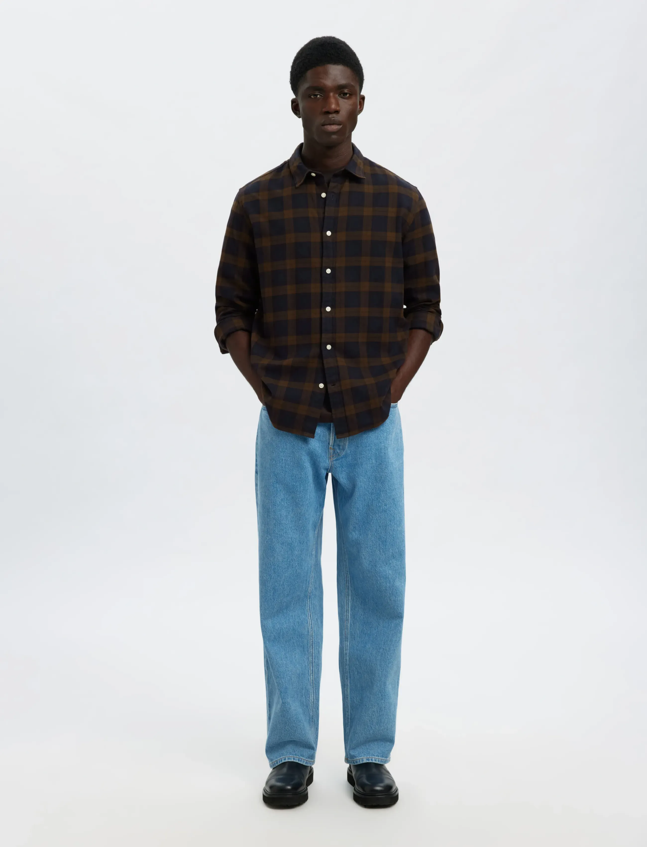 Selected - SLMREGCLAUS NOAH BRUSH TWIST SHT LS NOOS - flanellskjortor - demitasse - 5