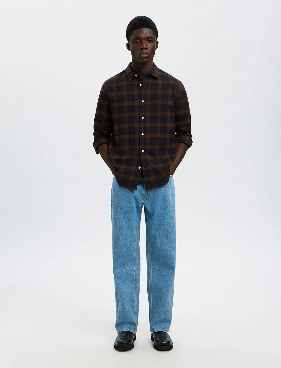 Selected - SLMREGCLAUS NOAH BRUSH TWIST SHT LS NOOS - flannel shirts - demitasse - 5