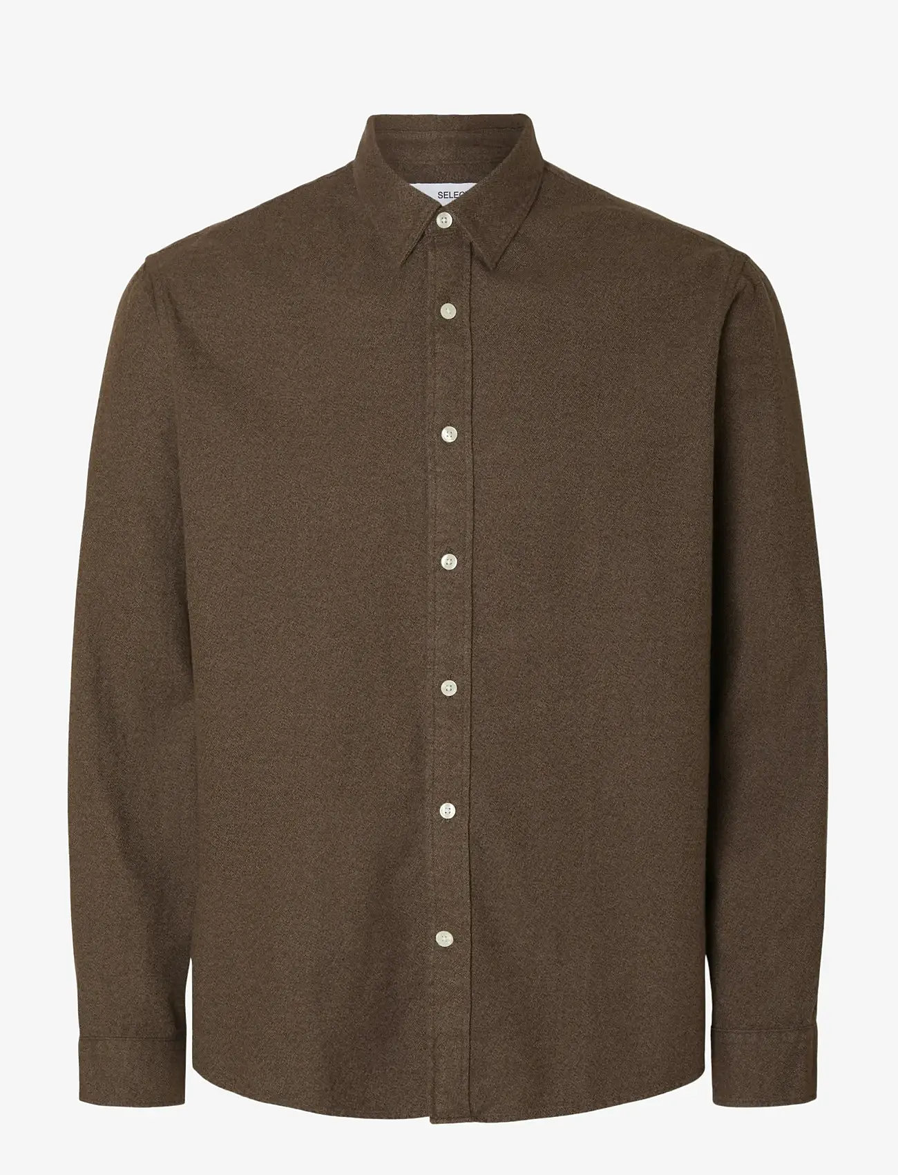 Selected - SLMREGCLAUS NOAH BRUSH TWIST SHT LS NOOS - flanell-hemden - demitasse - 1