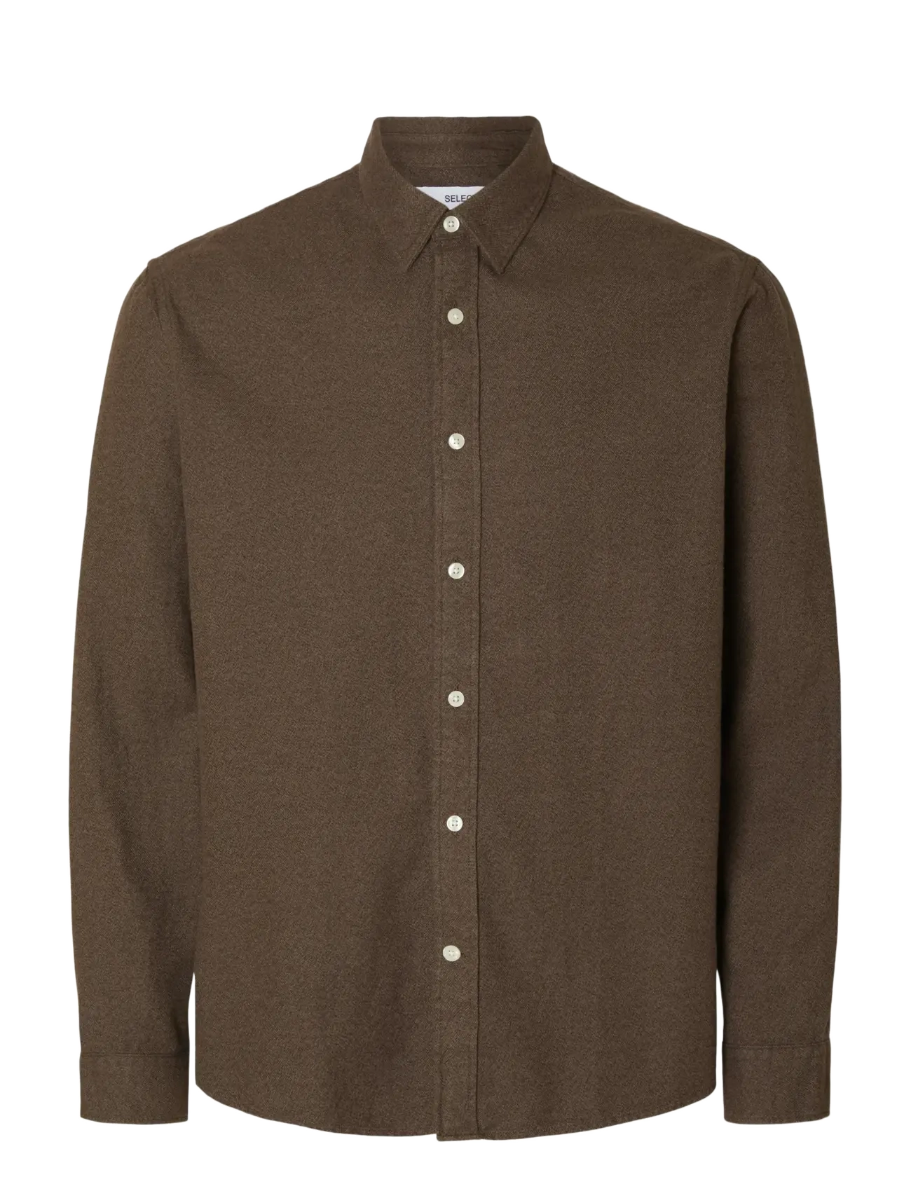 Selected SLMREGCLAUS NOAH BRUSH TWIST SHT LS NOOS - Hemden - DEMITASSE / brown