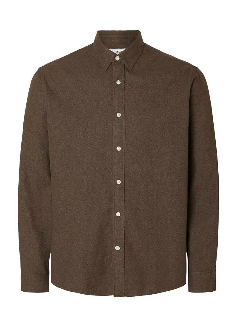 Selected - SLMREGCLAUS NOAH BRUSH TWIST SHT LS NOOS - flanell-hemden - demitasse - 1