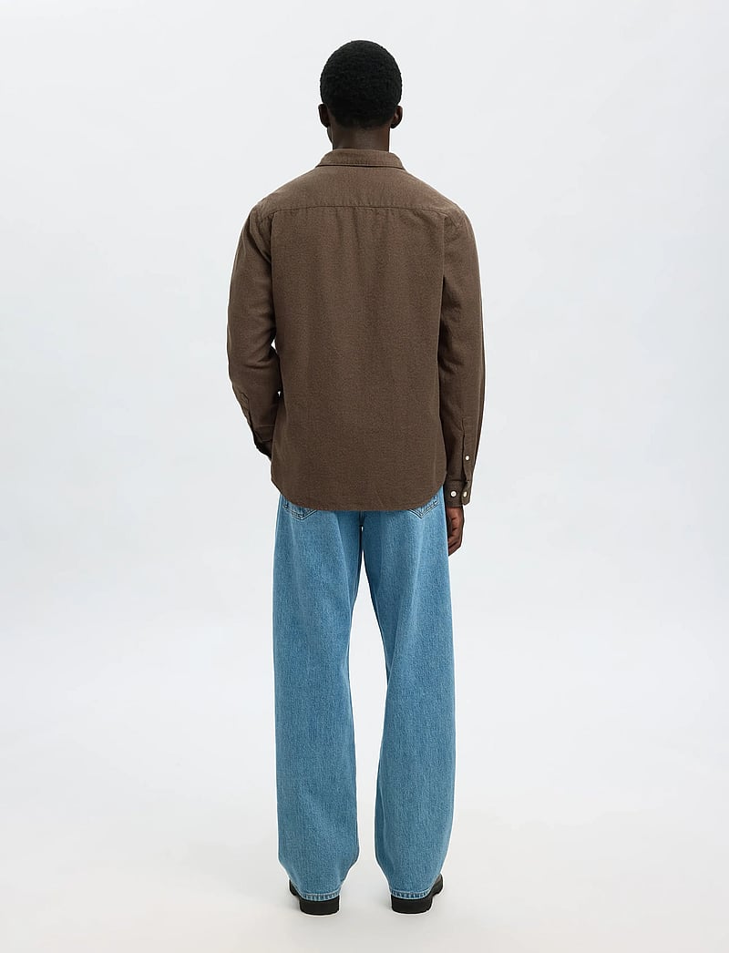 Selected - SLMREGCLAUS NOAH BRUSH TWIST SHT LS NOOS - flanell-hemden - demitasse - 2