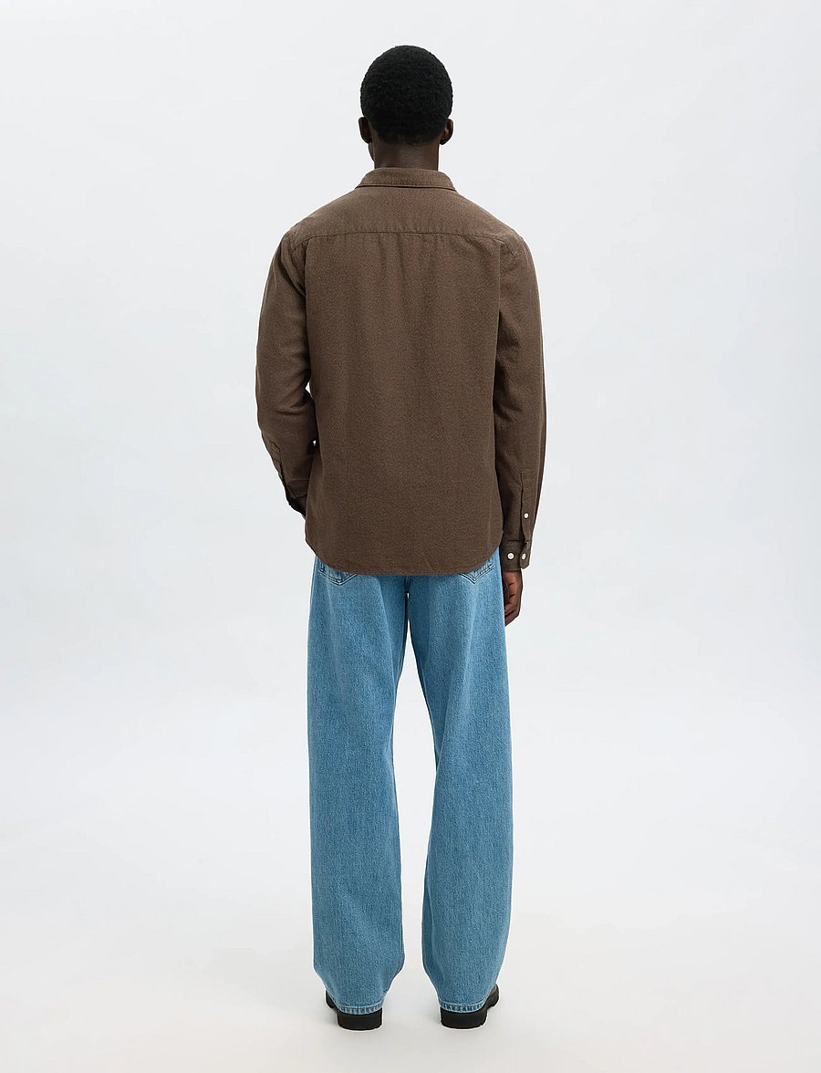 Selected - SLMREGCLAUS NOAH BRUSH TWIST SHT LS NOOS - flanellskjorter - demitasse - 2
