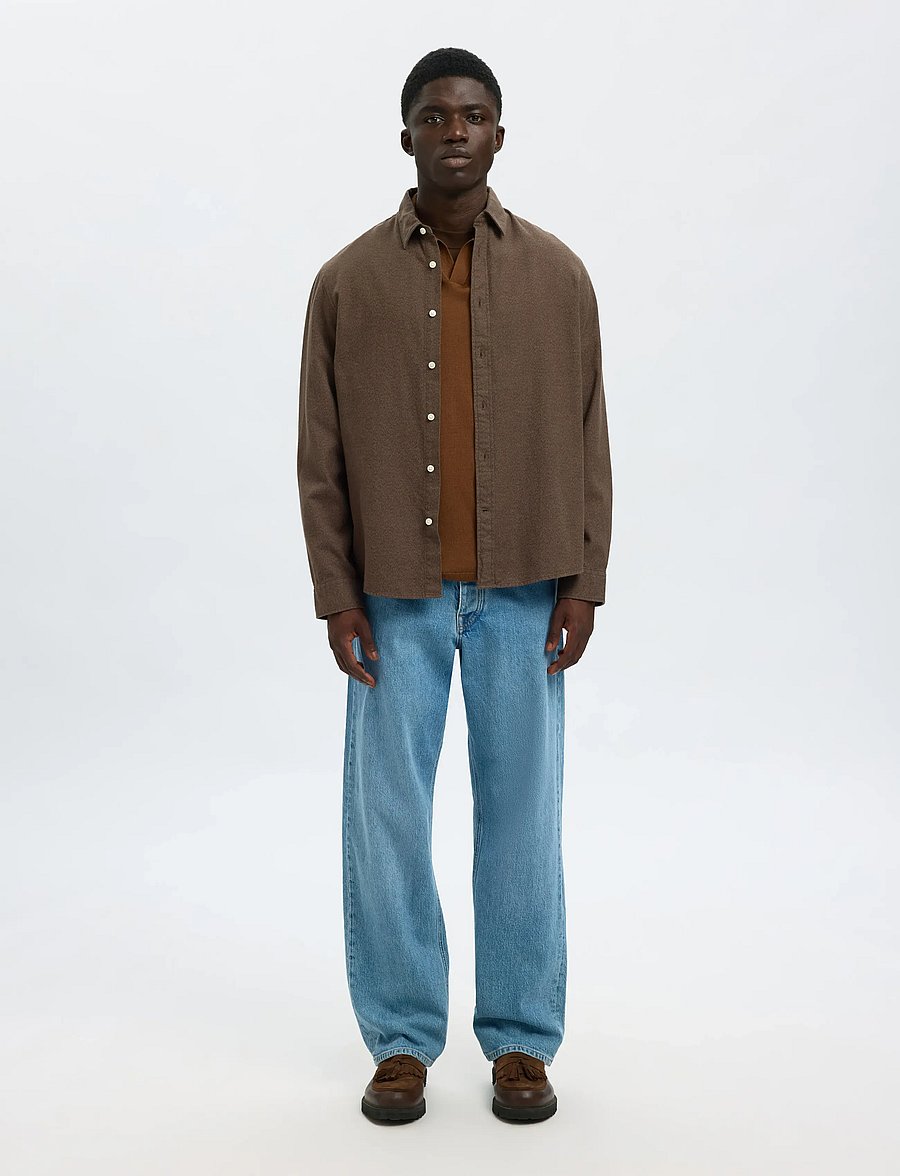 Selected - SLMREGCLAUS NOAH BRUSH TWIST SHT LS NOOS - flanellskjorter - demitasse - 3
