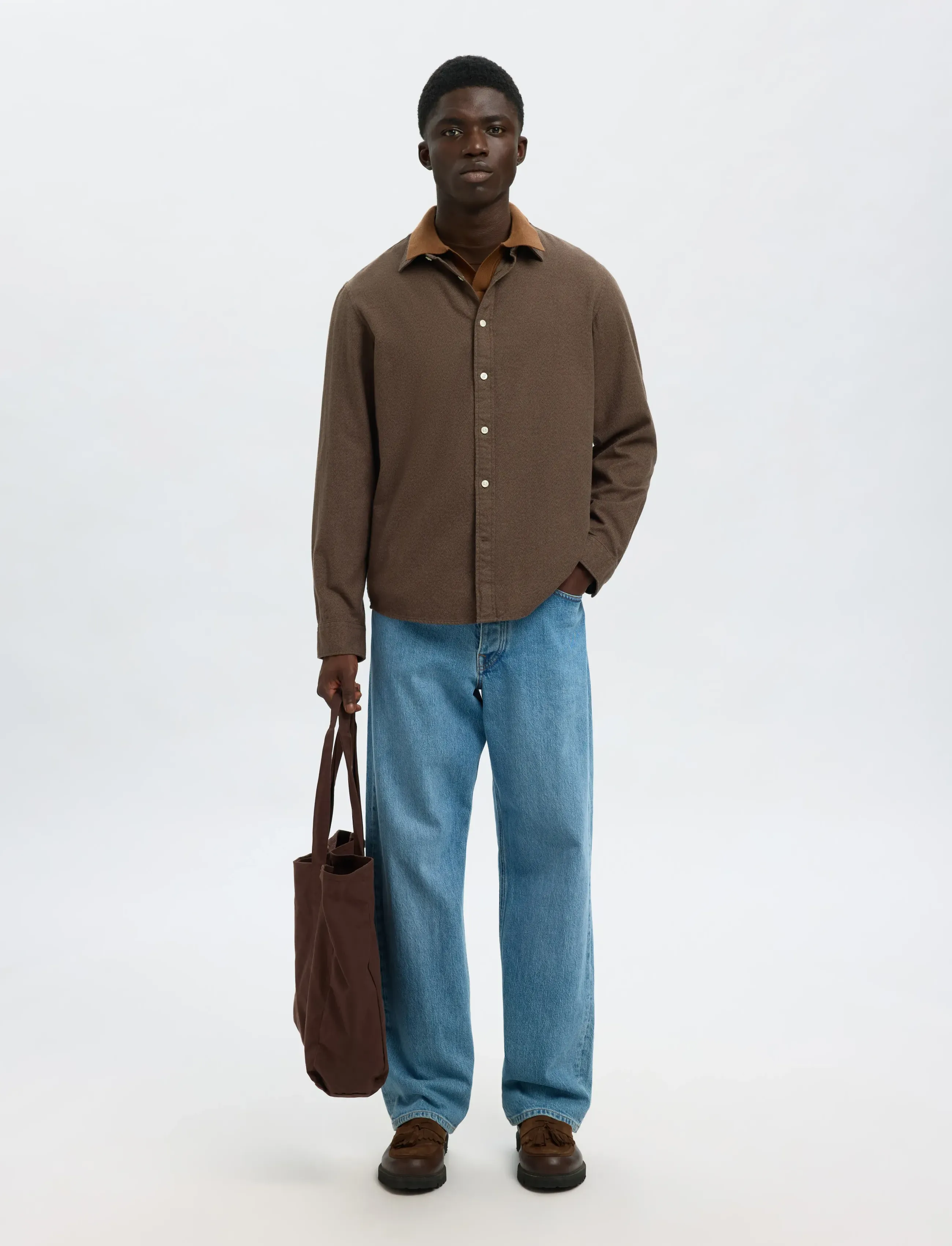 Selected - SLMREGCLAUS NOAH BRUSH TWIST SHT LS NOOS - chemises en flanelle - demitasse - 5