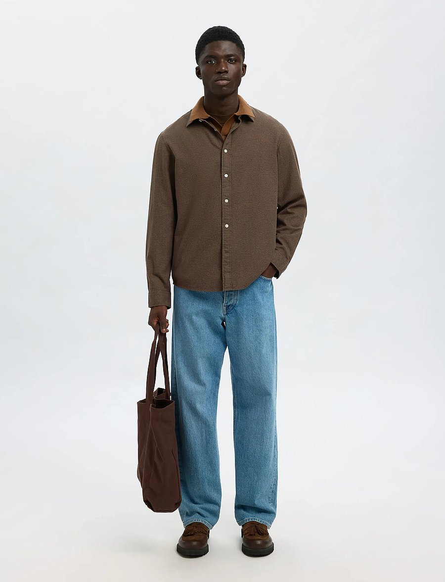 Selected - SLMREGCLAUS NOAH BRUSH TWIST SHT LS NOOS - flanellskjorter - demitasse - 5