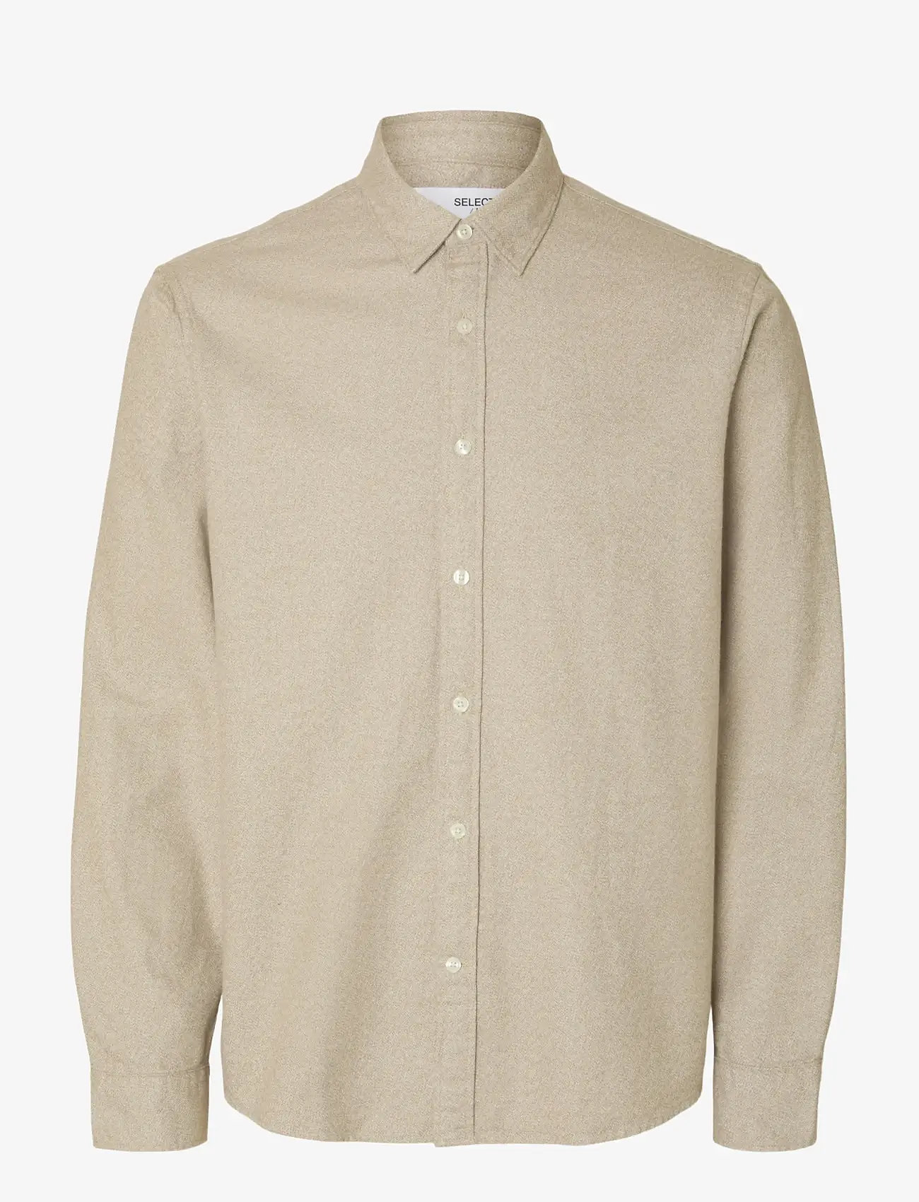 Selected - SLHREGNOAH BRUSHED TWIST SHIRT LS NOOS - flanellskjortor - egret - 1