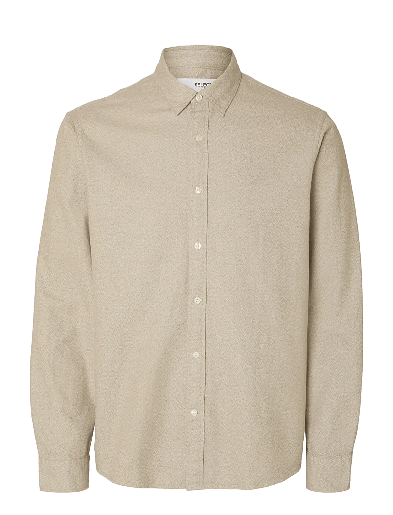 Selected - SLHREGNOAH BRUSHED TWIST SHIRT LS NOOS - flanellskjortor - egret - 1