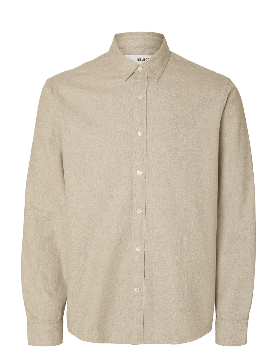 Selected - SLMREGCLAUS NOAH BRUSH TWIST SHT LS NOOS - flaneliniai marškiniai - egret - 1