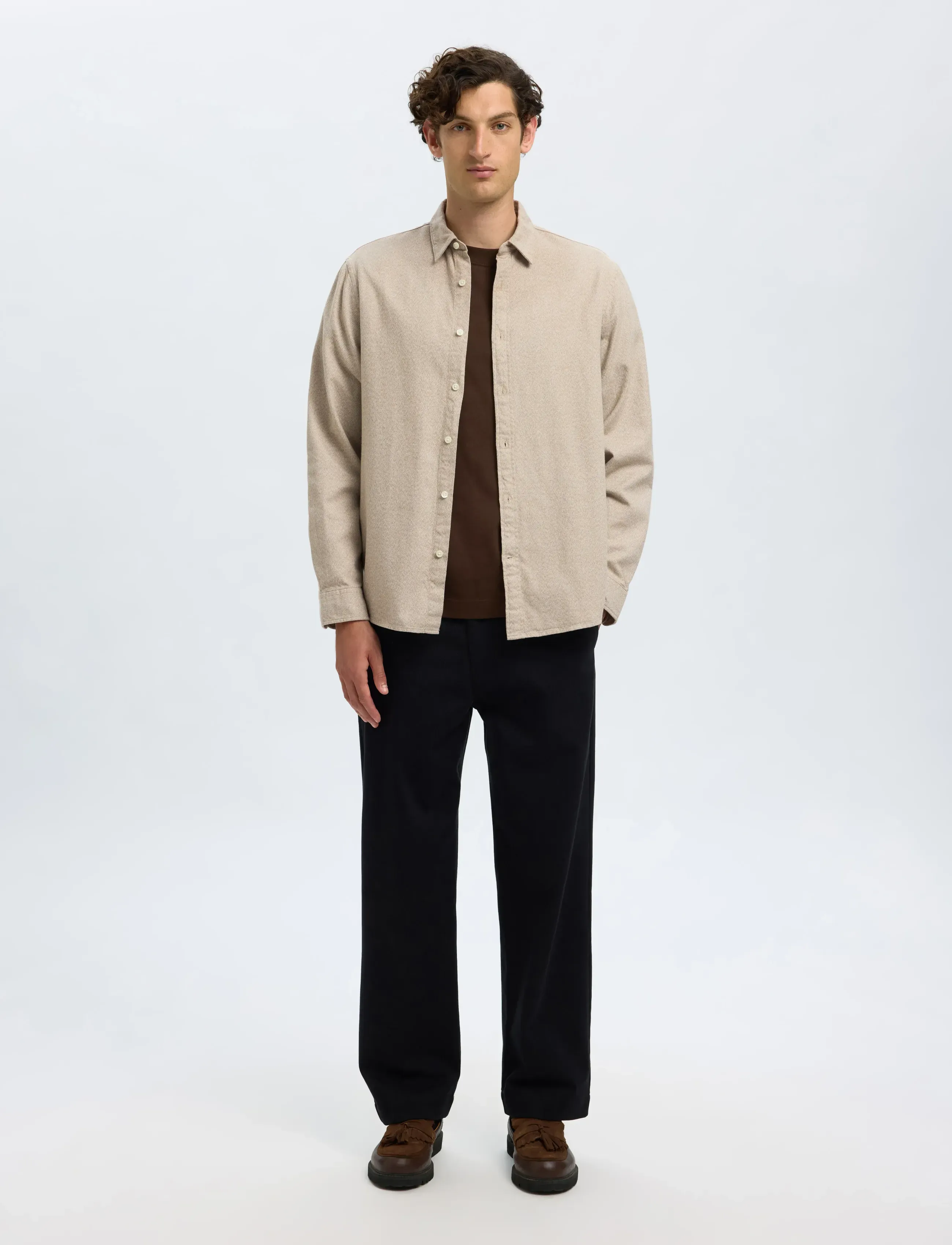 Selected - SLMREGCLAUS NOAH BRUSH TWIST SHT LS NOOS - chemises en flanelle - egret - 3