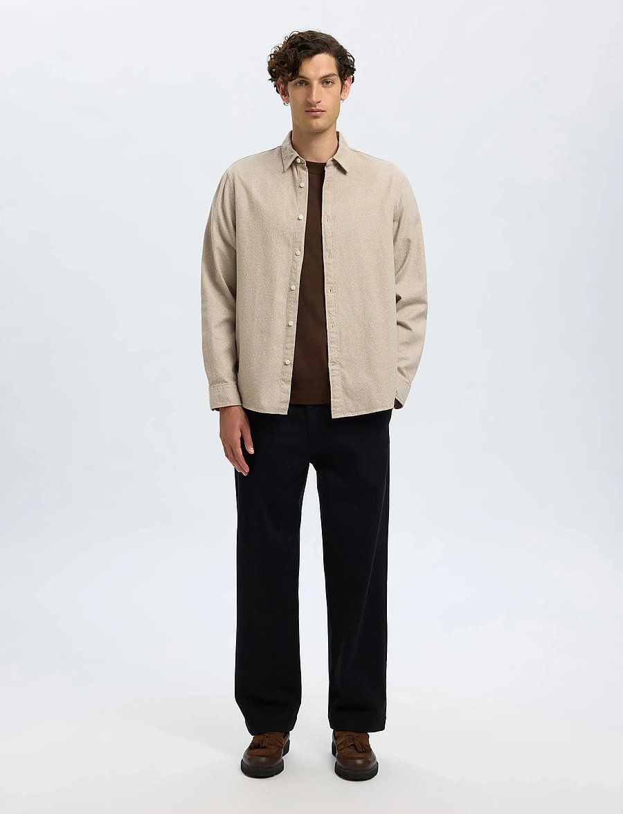 Selected - SLMREGCLAUS NOAH BRUSH TWIST SHT LS NOOS - flaneliniai marškiniai - egret - 3