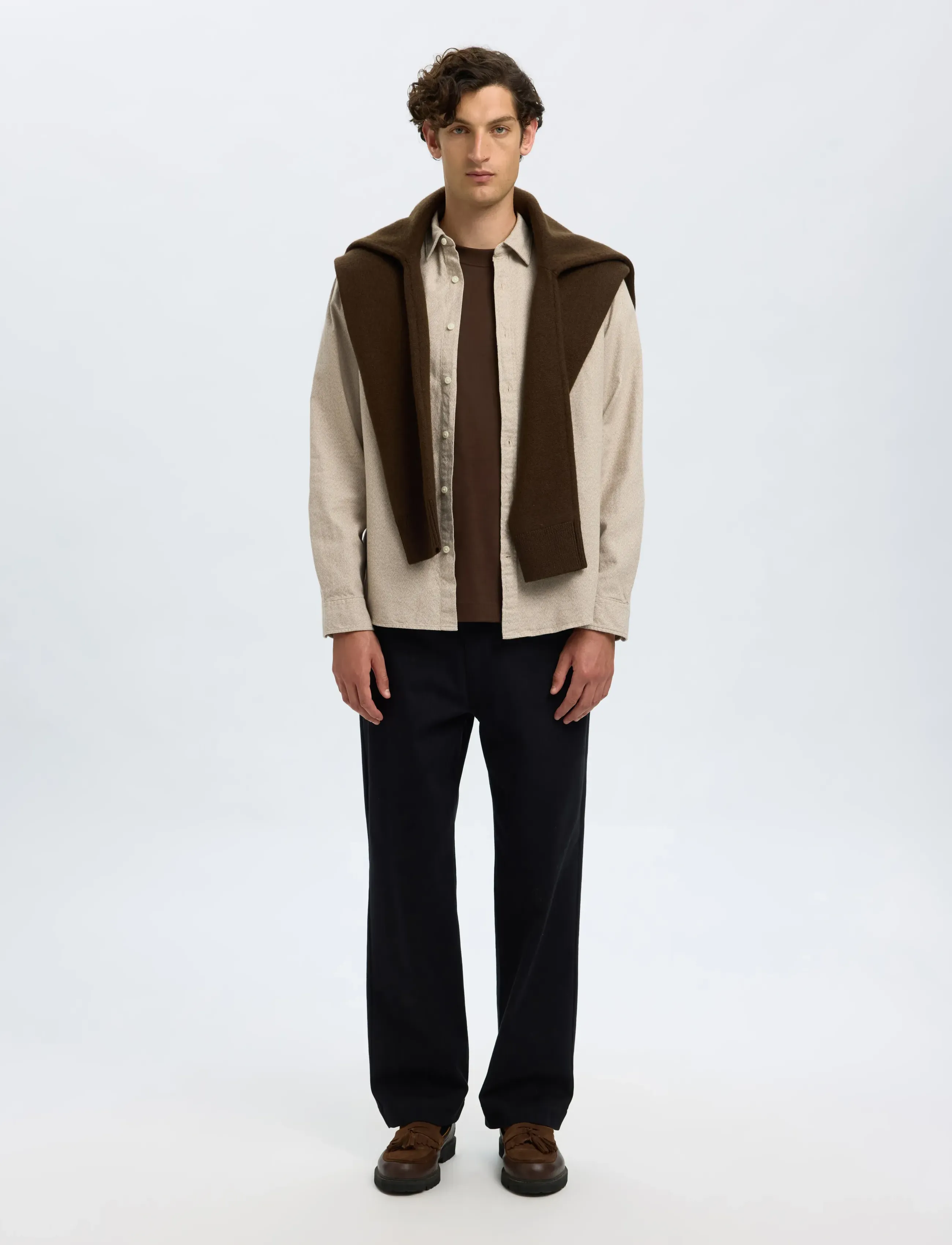 Selected - SLMREGCLAUS NOAH BRUSH TWIST SHT LS NOOS - chemises en flanelle - egret - 4