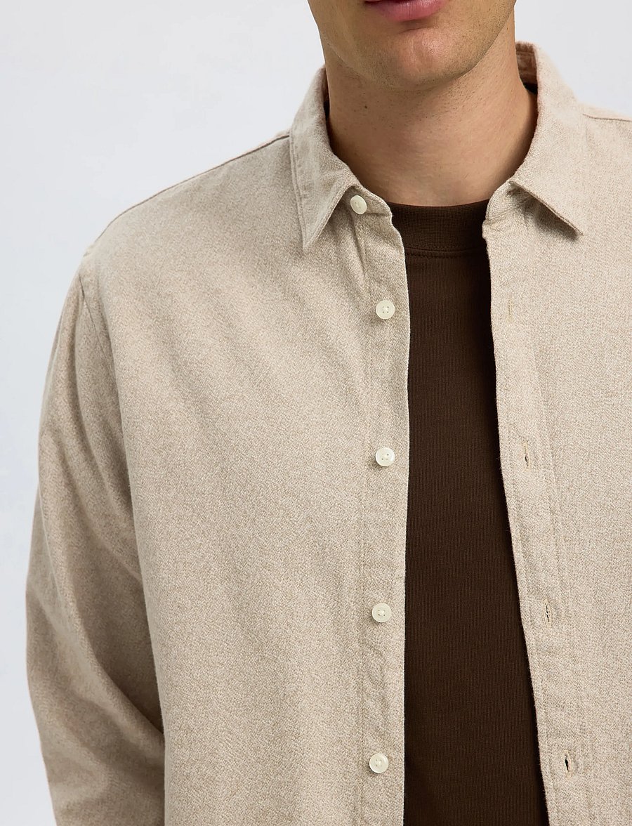 Selected - SLMREGCLAUS NOAH BRUSH TWIST SHT LS NOOS - flaneliniai marškiniai - egret - 5