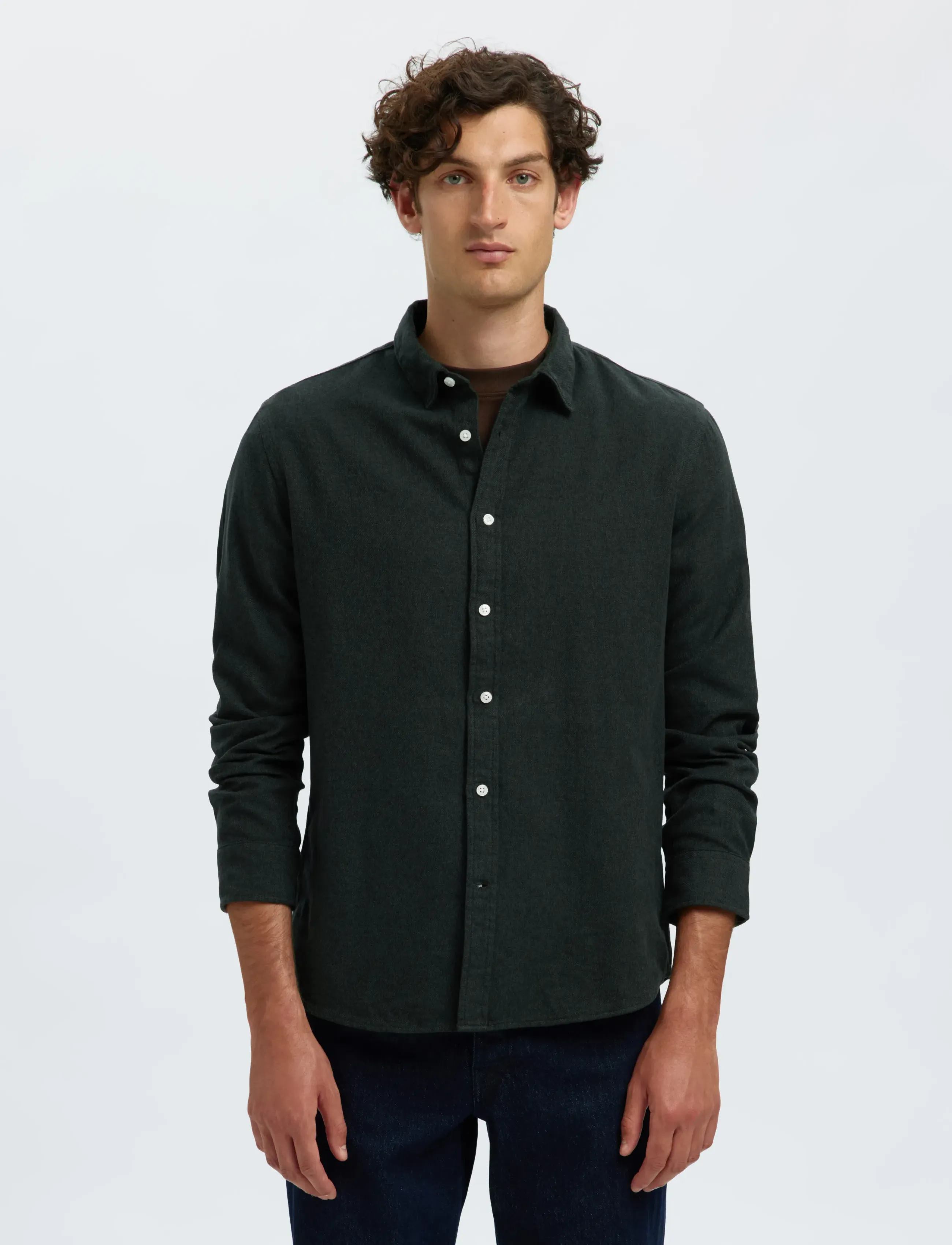 Selected SLMREGCLAUS NOAH BRUSH TWIST SHT LS NOOS - Skjorter - FOREST NIGHT / green