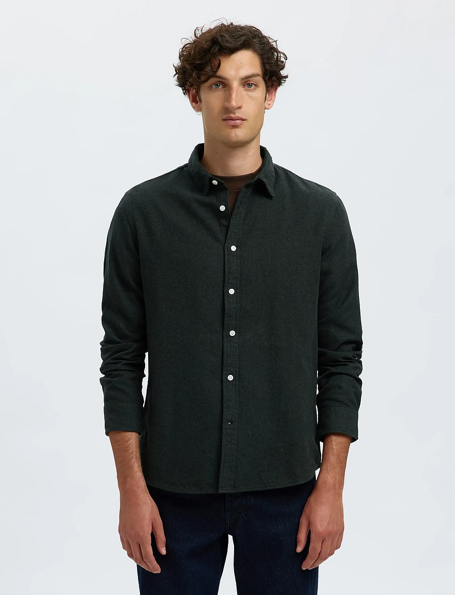 Selected - SLMREGCLAUS NOAH BRUSH TWIST SHT LS NOOS - flannel-skjorter - forest night - 0