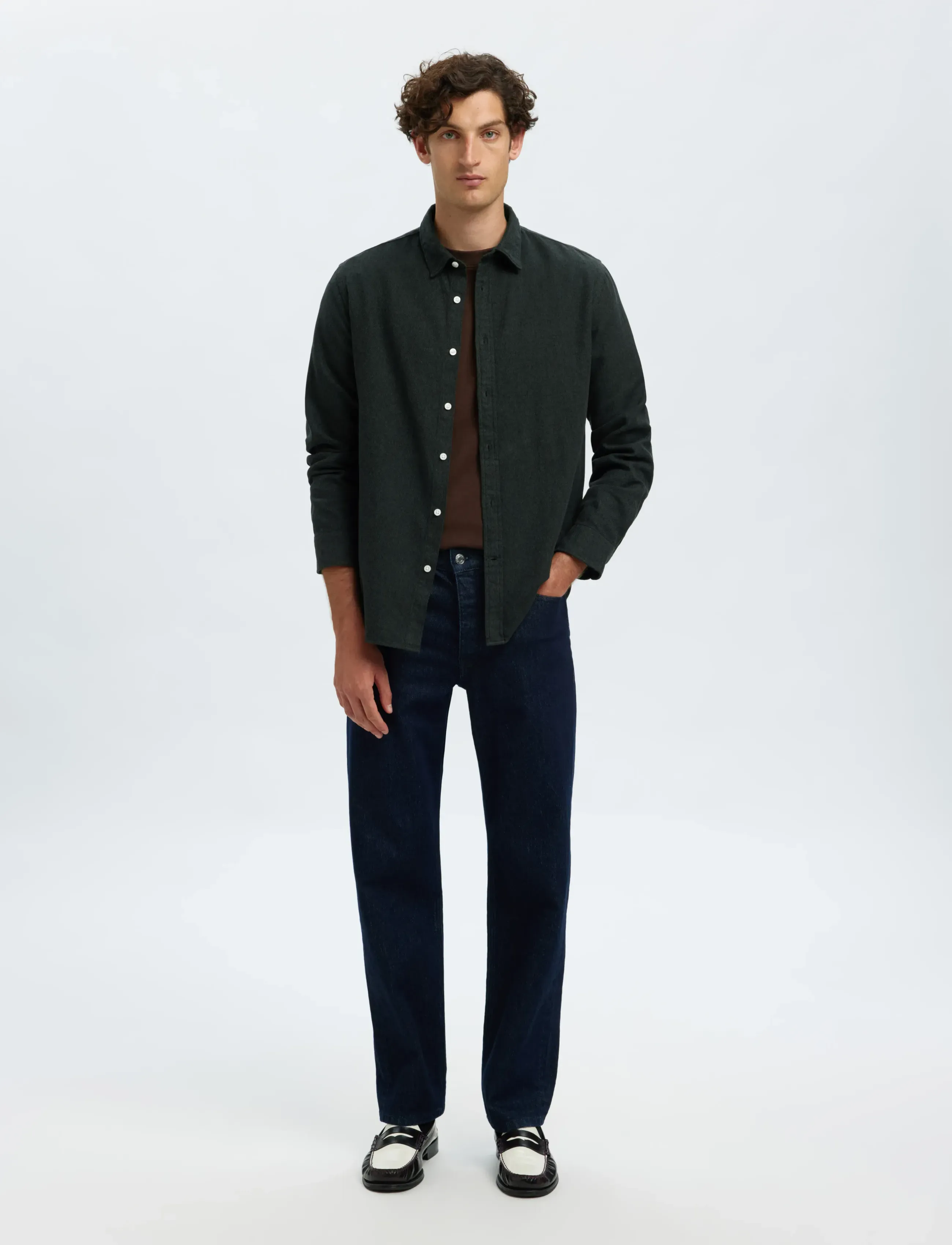 Selected - SLMREGCLAUS NOAH BRUSH TWIST SHT LS NOOS - flannel-skjorter - forest night - 3