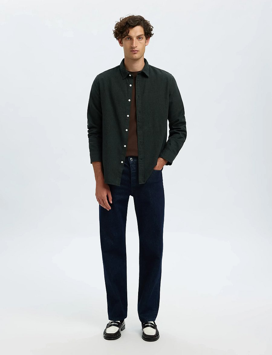 Selected - SLMREGCLAUS NOAH BRUSH TWIST SHT LS NOOS - flannel-skjorter - forest night - 3