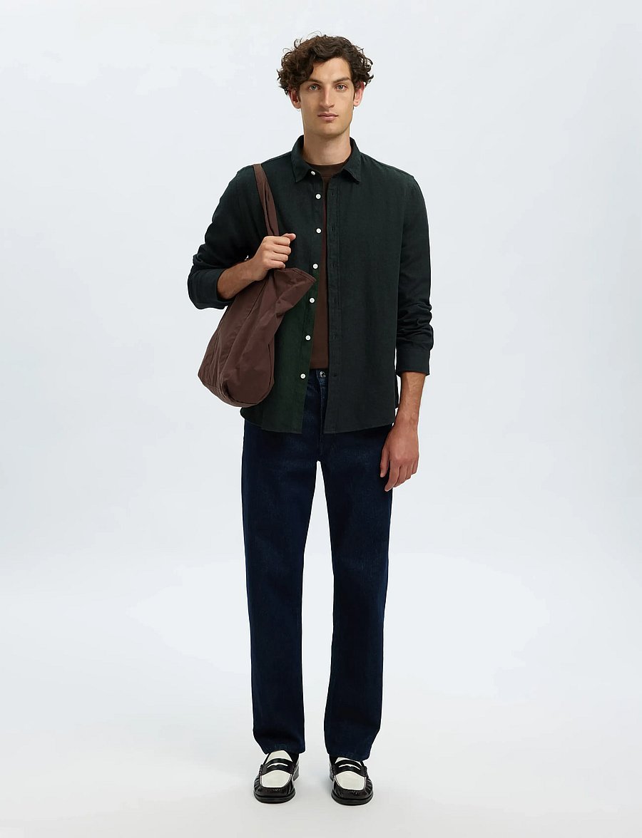 Selected - SLMREGCLAUS NOAH BRUSH TWIST SHT LS NOOS - flannel-skjorter - forest night - 4