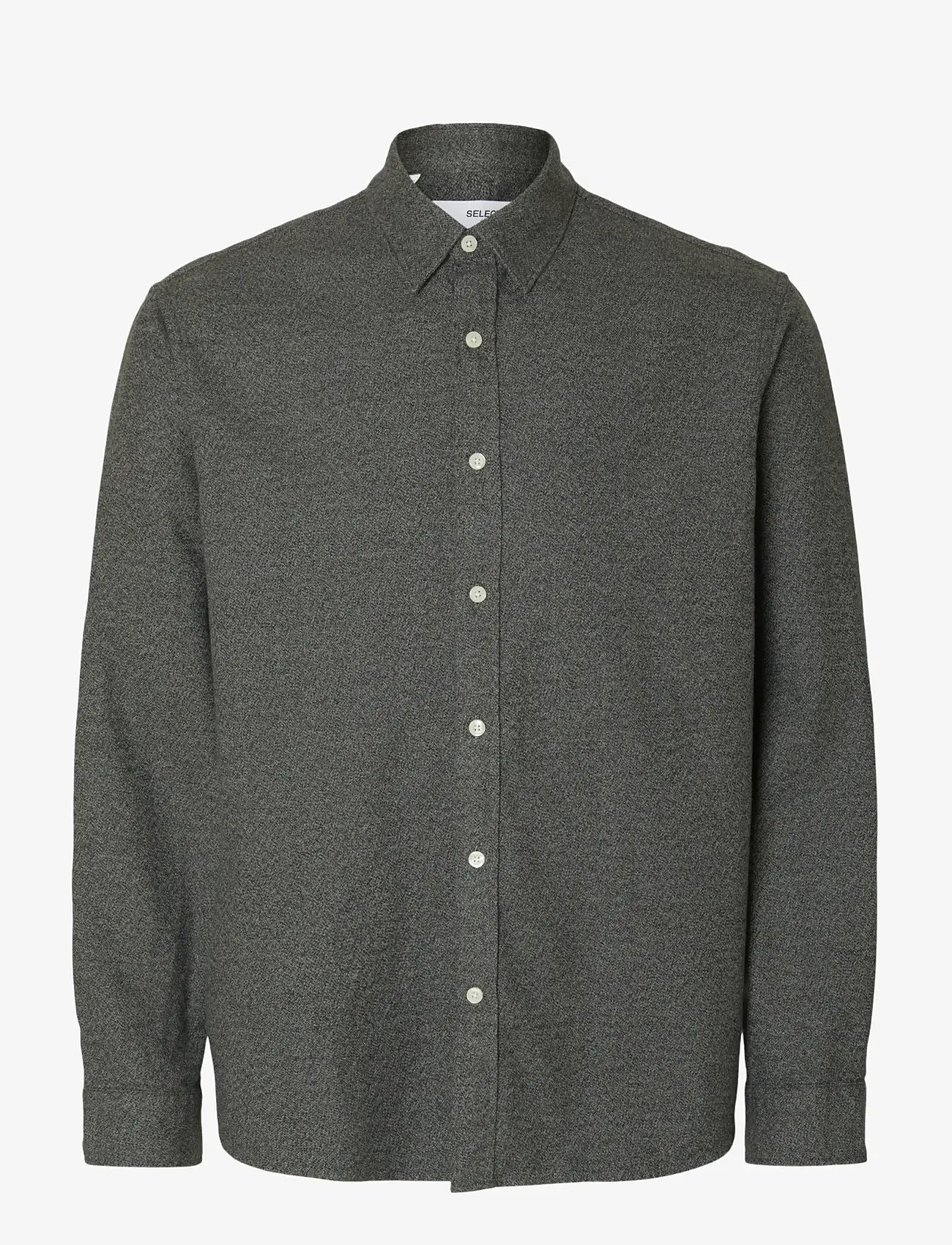 Selected - SLHREGNOAH BRUSHED TWIST SHIRT LS NOOS - flanellskjortor - gray flannel - 1