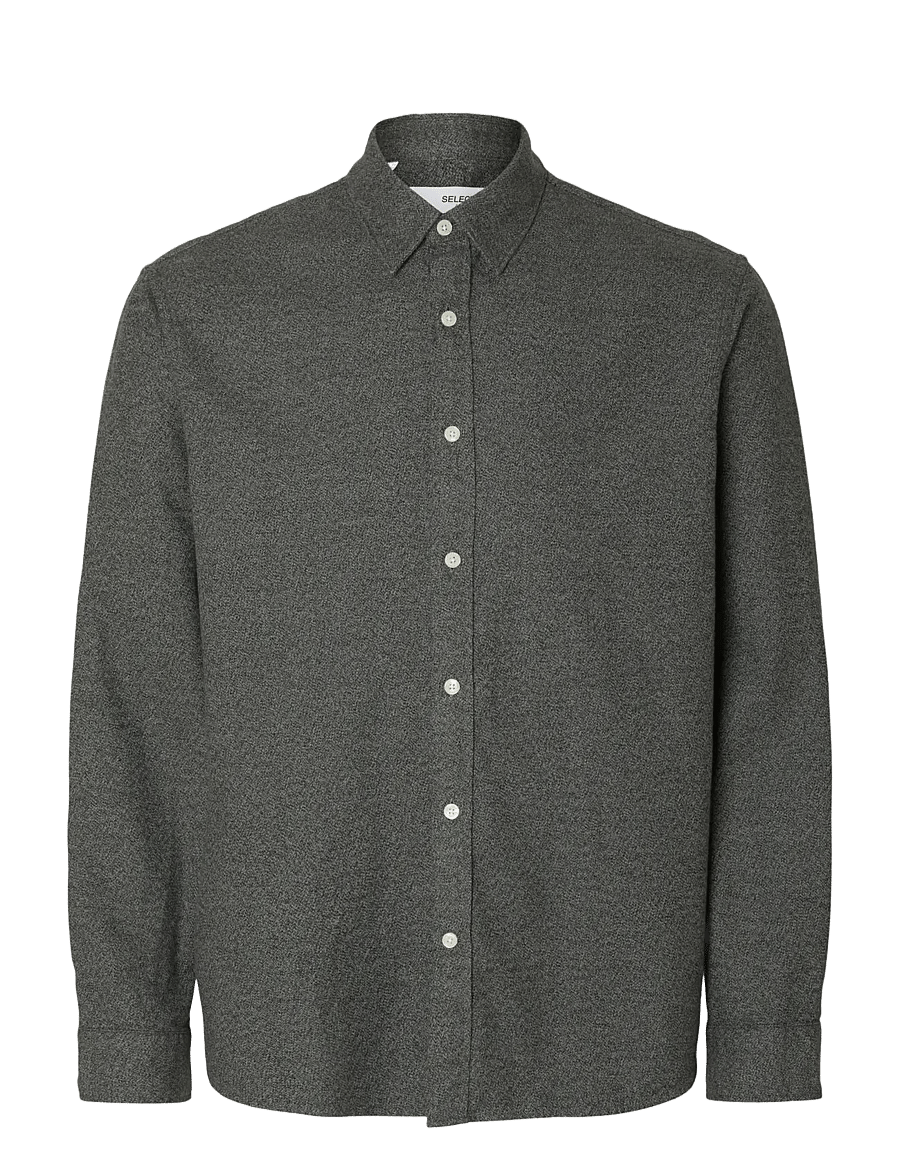 Selected - SLMREGCLAUS NOAH BRUSH TWIST SHT LS NOOS - flannel shirts - gray flannel - 1