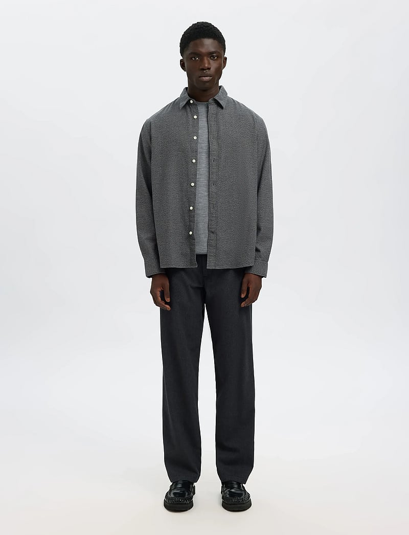 Selected - SLHREGNOAH BRUSHED TWIST SHIRT LS NOOS - flanellskjortor - gray flannel - 4