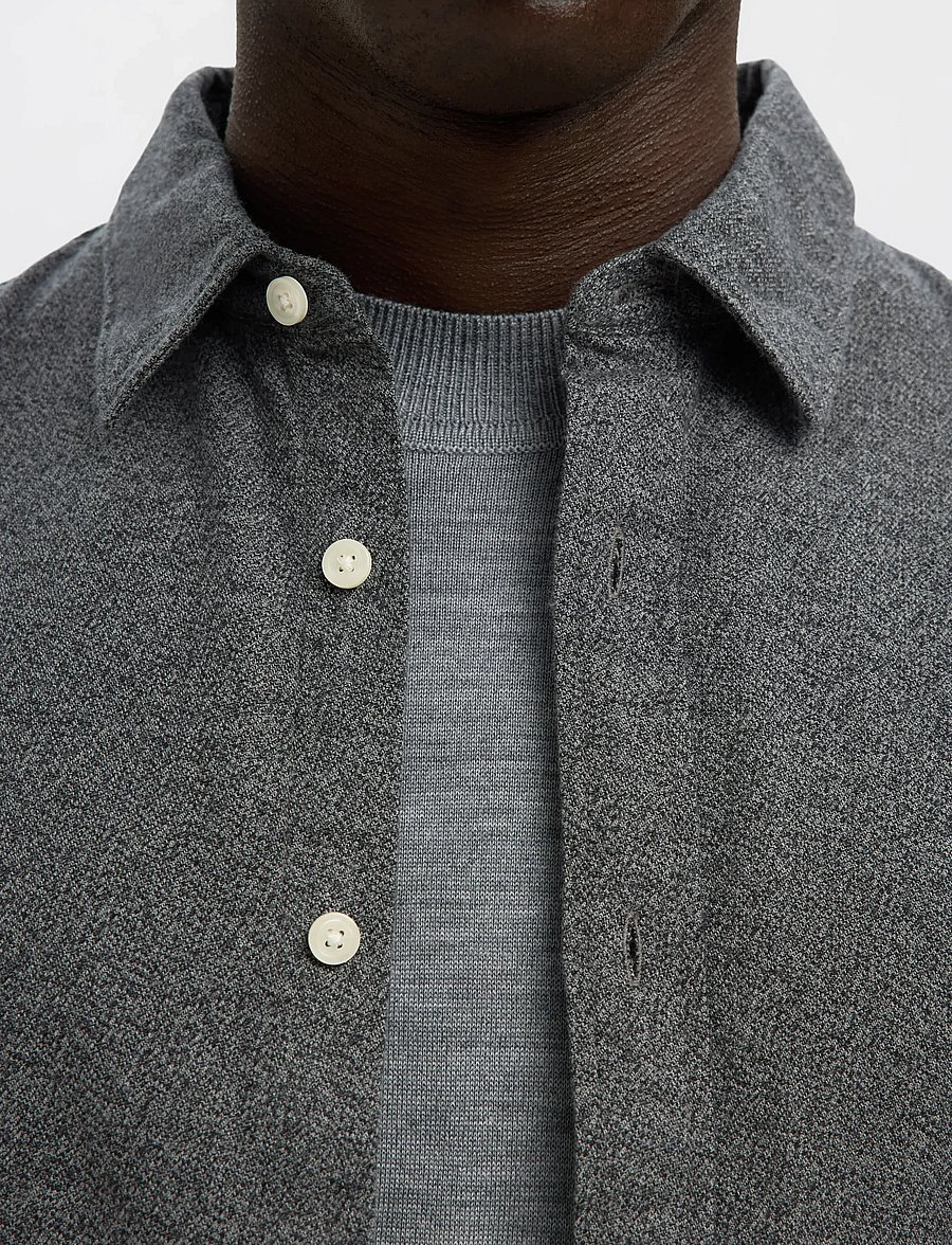 Selected - SLMREGCLAUS NOAH BRUSH TWIST SHT LS NOOS - flannel shirts - gray flannel - 5