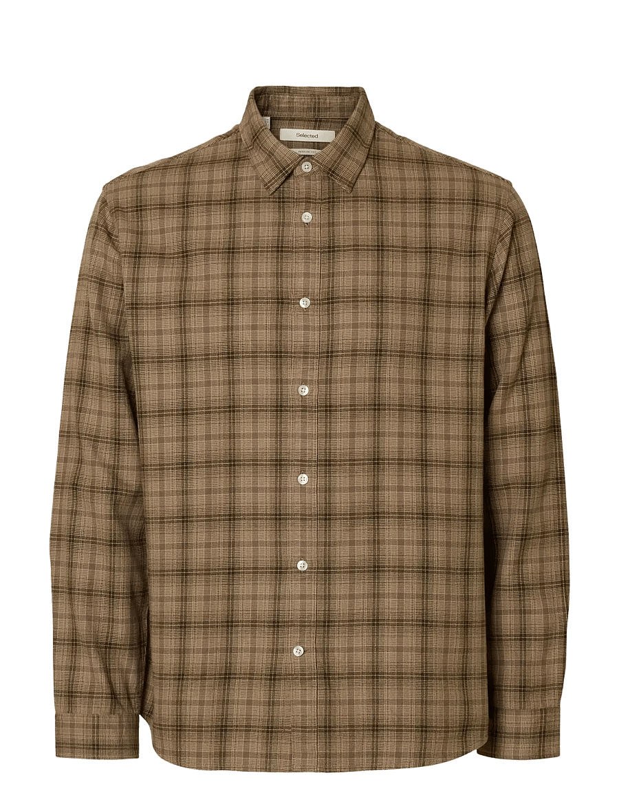 Selected - SLMREGCLAUS NOAH BRUSH TWIST SHT LS NOOS - flanell-hemden - savannah tan - 1