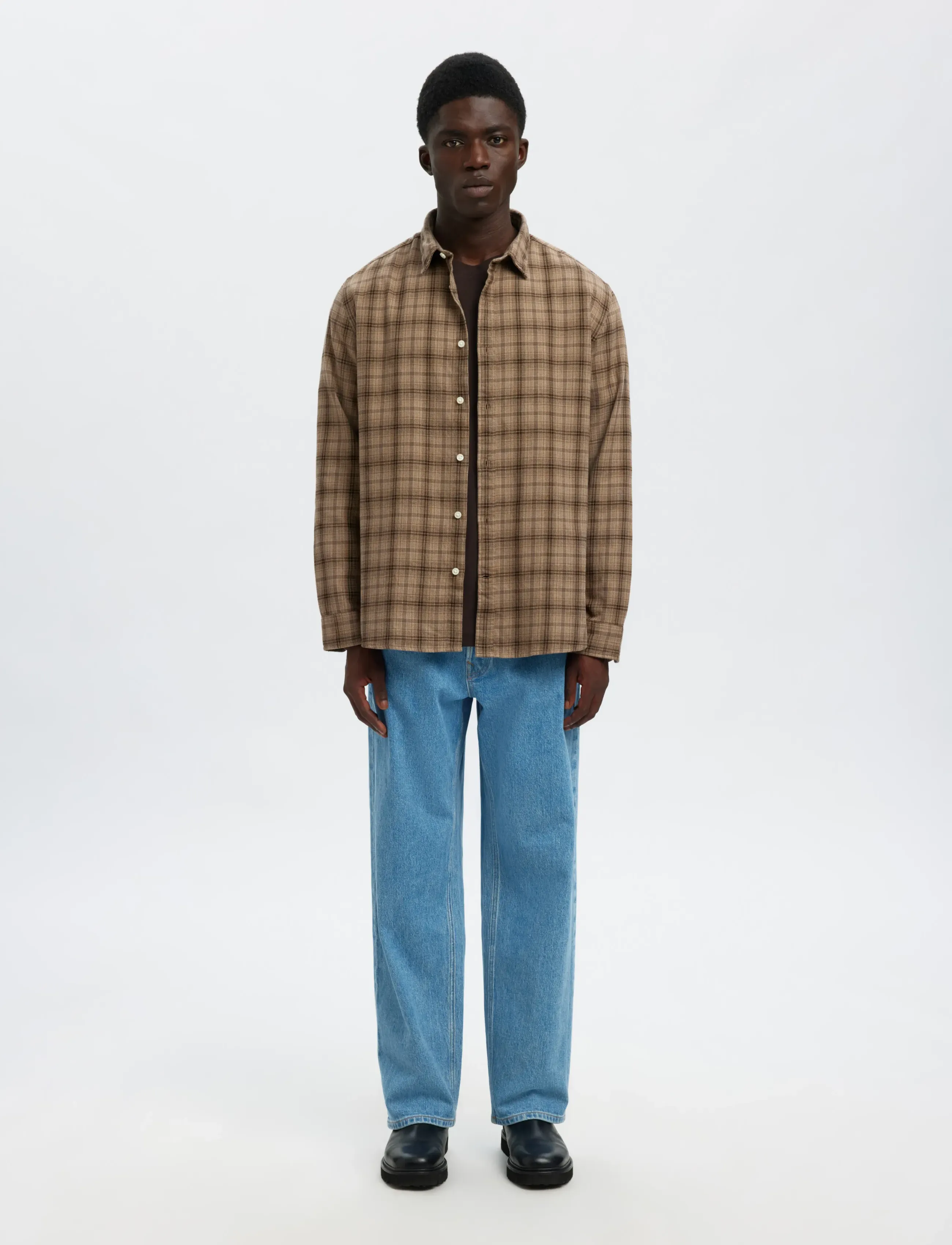 Selected - SLMREGCLAUS NOAH BRUSH TWIST SHT LS NOOS - flanell-hemden - savannah tan - 5
