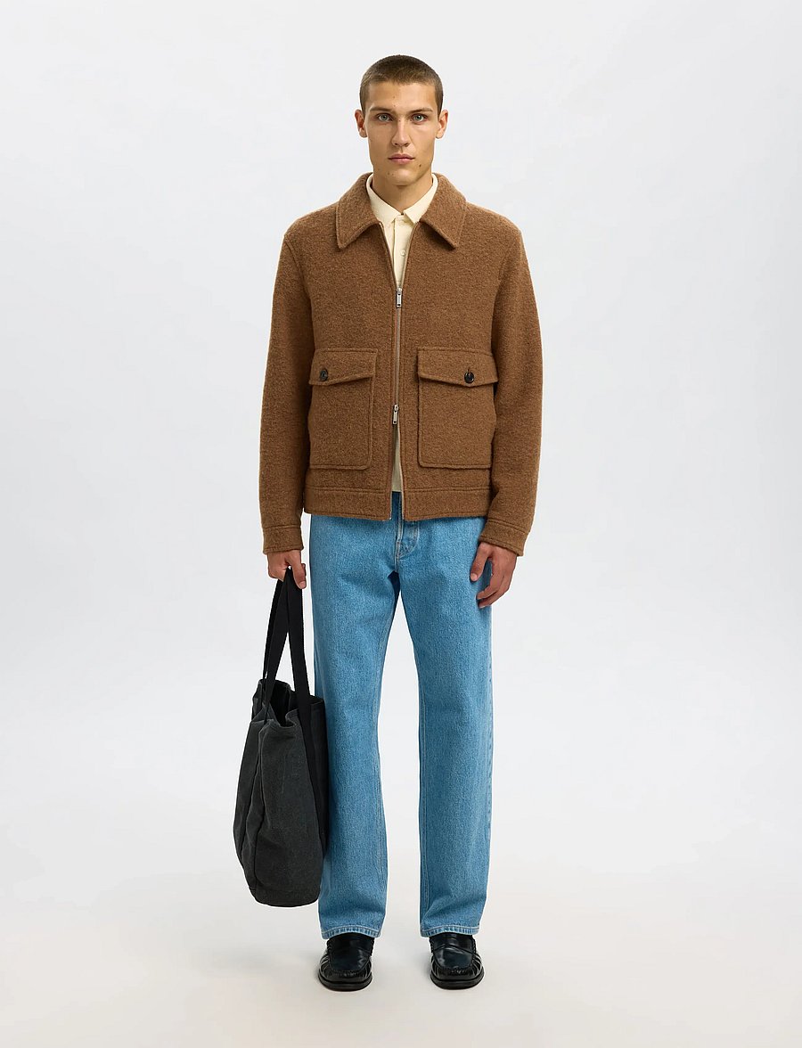 Selected - SLMJAKOB WOOL BLEND JKT NOOS - kurtki - chipmunk - 3