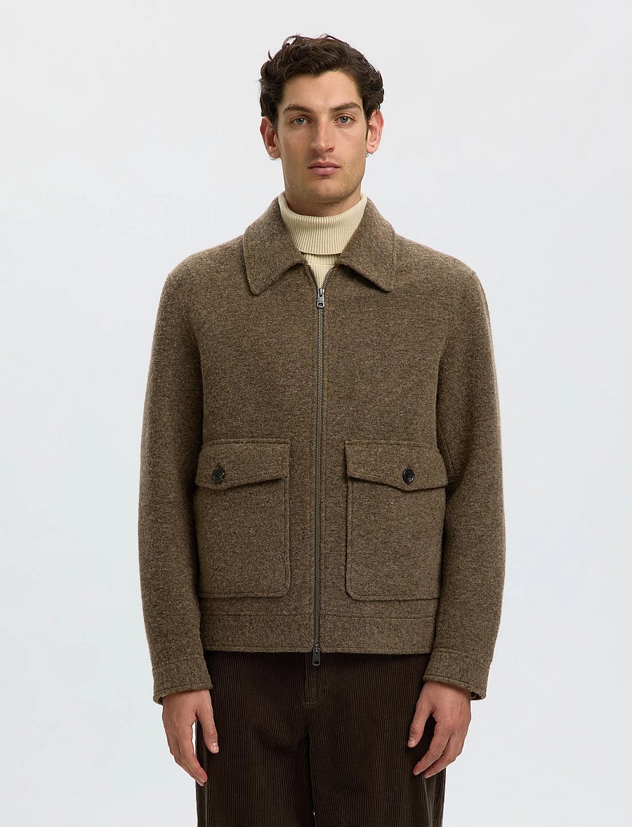 Selected - SLMJAKOB WOOL BLEND JKT NOOS - jackor - chocolate chip - 0