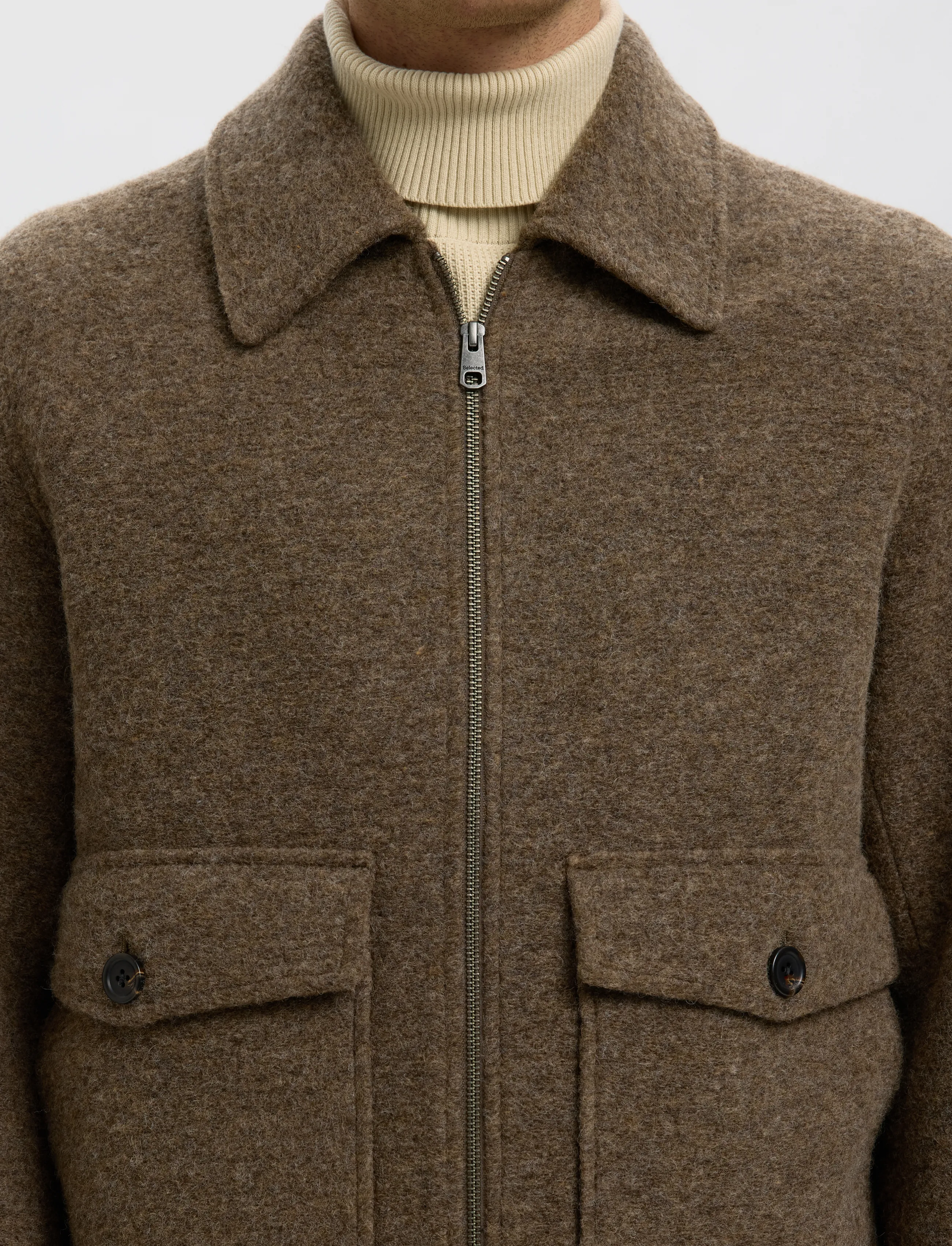 Selected - SLMJAKOB WOOL BLEND JKT NOOS - jackor - chocolate chip - 4