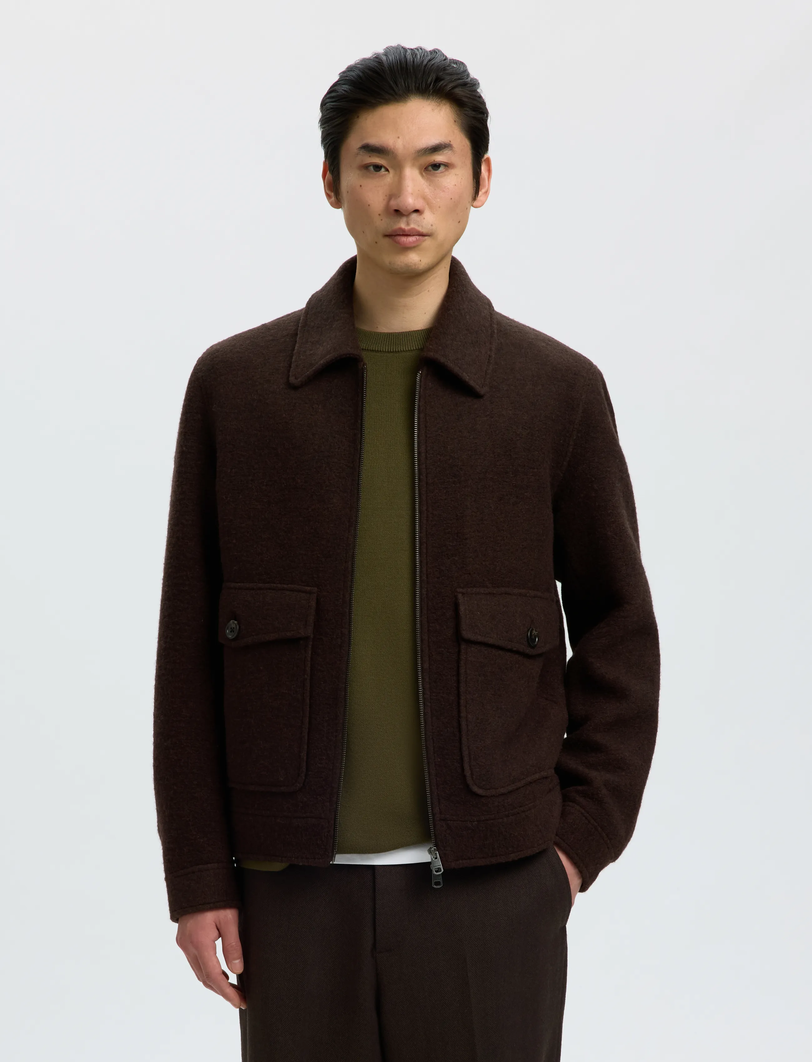 Selected SLMJAKOB WOOL BLEND JKT NOOS - Jacken - DELICIOSO / brown