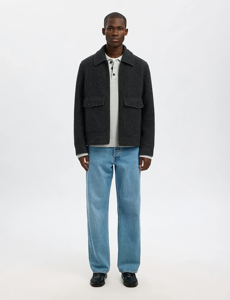 Selected - SLHJAKOB WOOL BLEND JKT - winterjacken - grey melange - 3