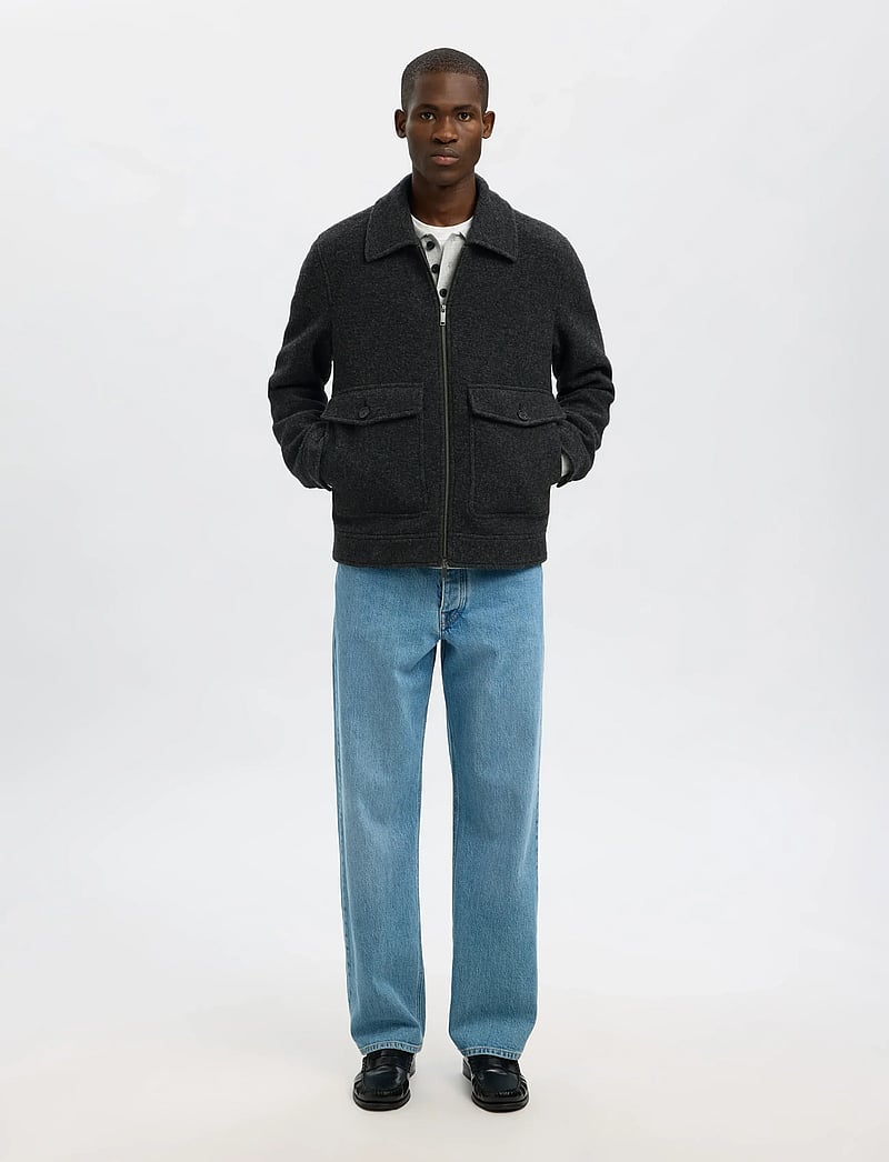 Selected - SLHJAKOB WOOL BLEND JKT - winterjacken - grey melange - 5