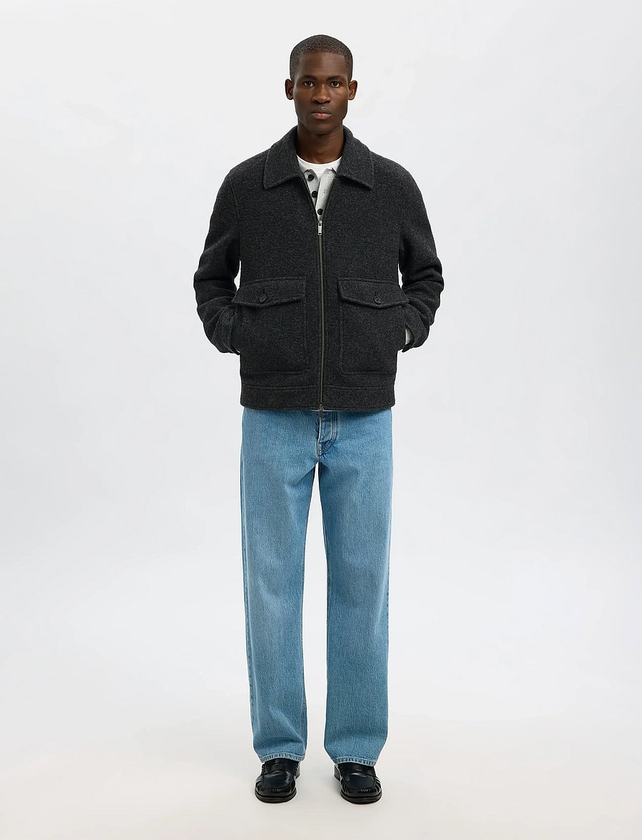 Selected - SLMJAKOB WOOL BLEND JKT NOOS - jacken - grey melange - 5