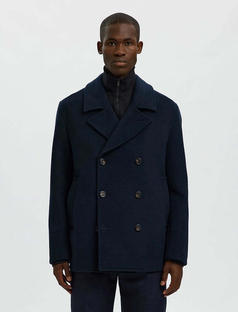 Selected - SLMARCHIVE WOOL BLEND PEACOAT - wełniane płaszcze - sky captain - 0