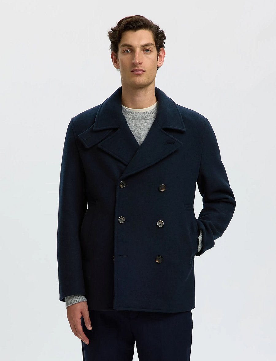 Selected - SLMARCHIVE WOOL BLEND PEACOAT - wollmäntel - sky captain - 0