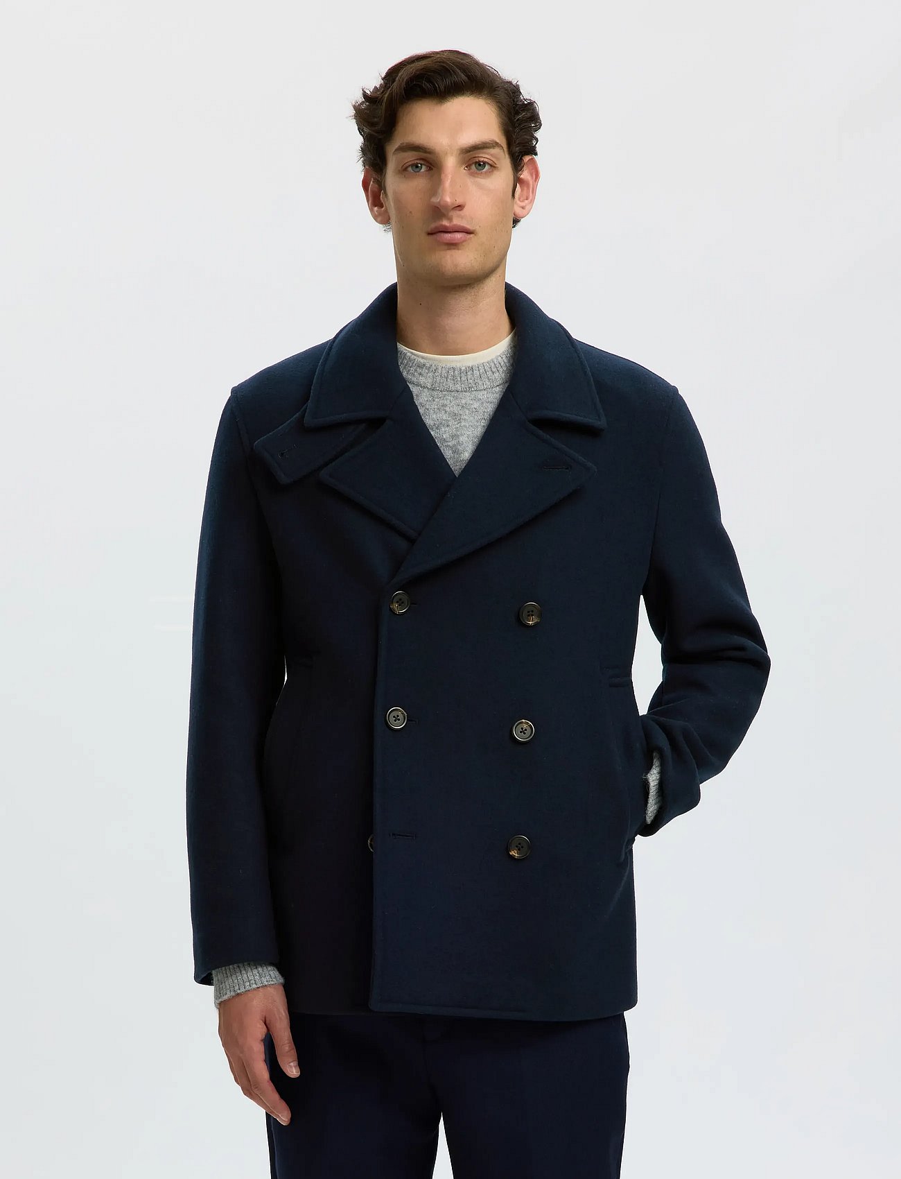 SLMARCHIVE WOOL BLEND PEACOAT - SKY CAPTAIN