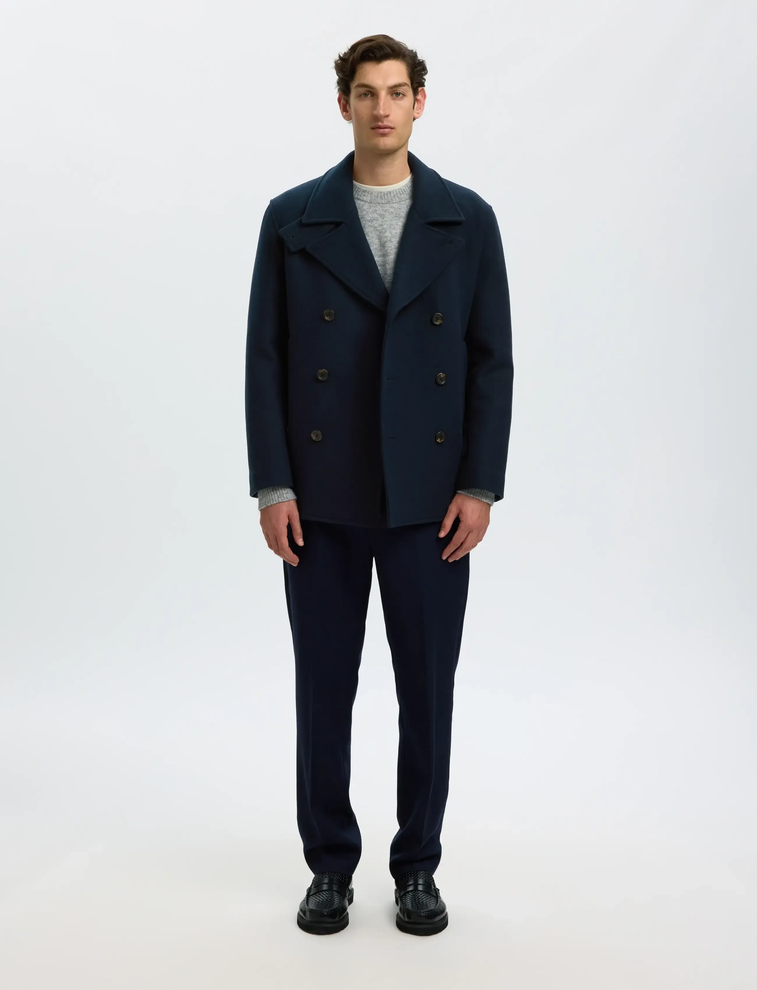 Selected - SLMARCHIVE WOOL BLEND PEACOAT - wollmäntel - sky captain - 3