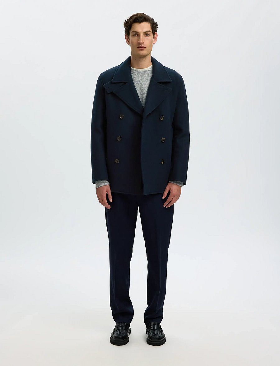 Selected - SLMARCHIVE WOOL BLEND PEACOAT - wollmäntel - sky captain - 3