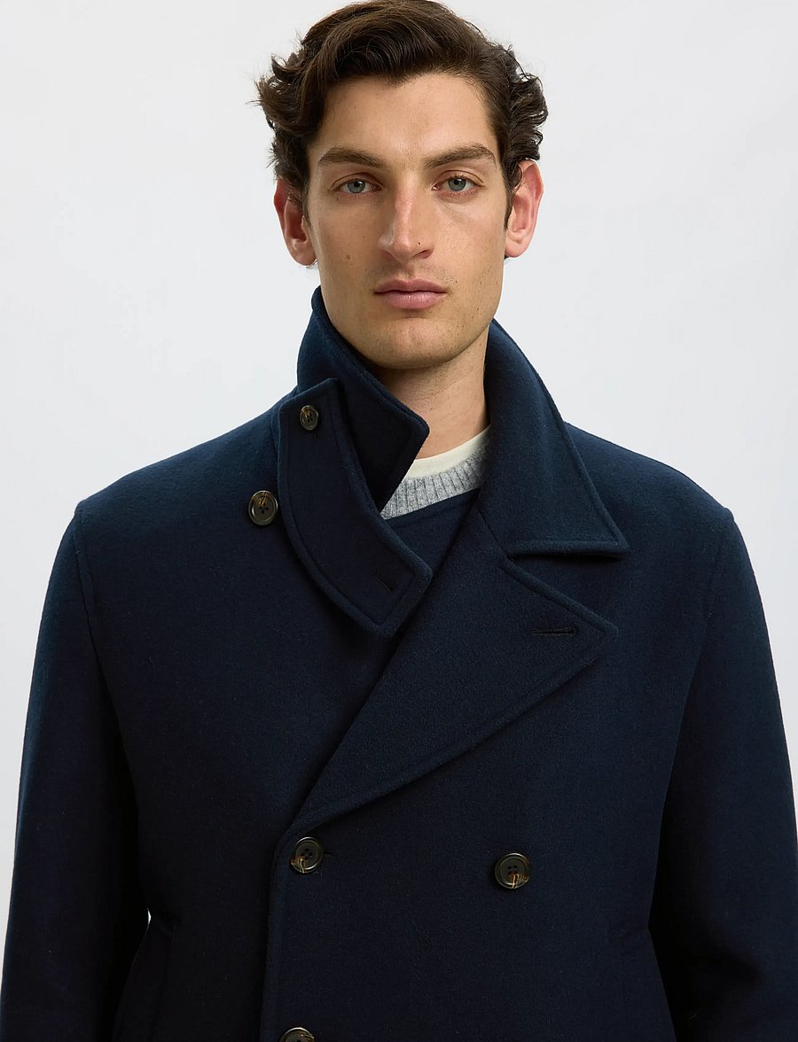 Selected - SLMARCHIVE WOOL BLEND PEACOAT - wollmäntel - sky captain - 4