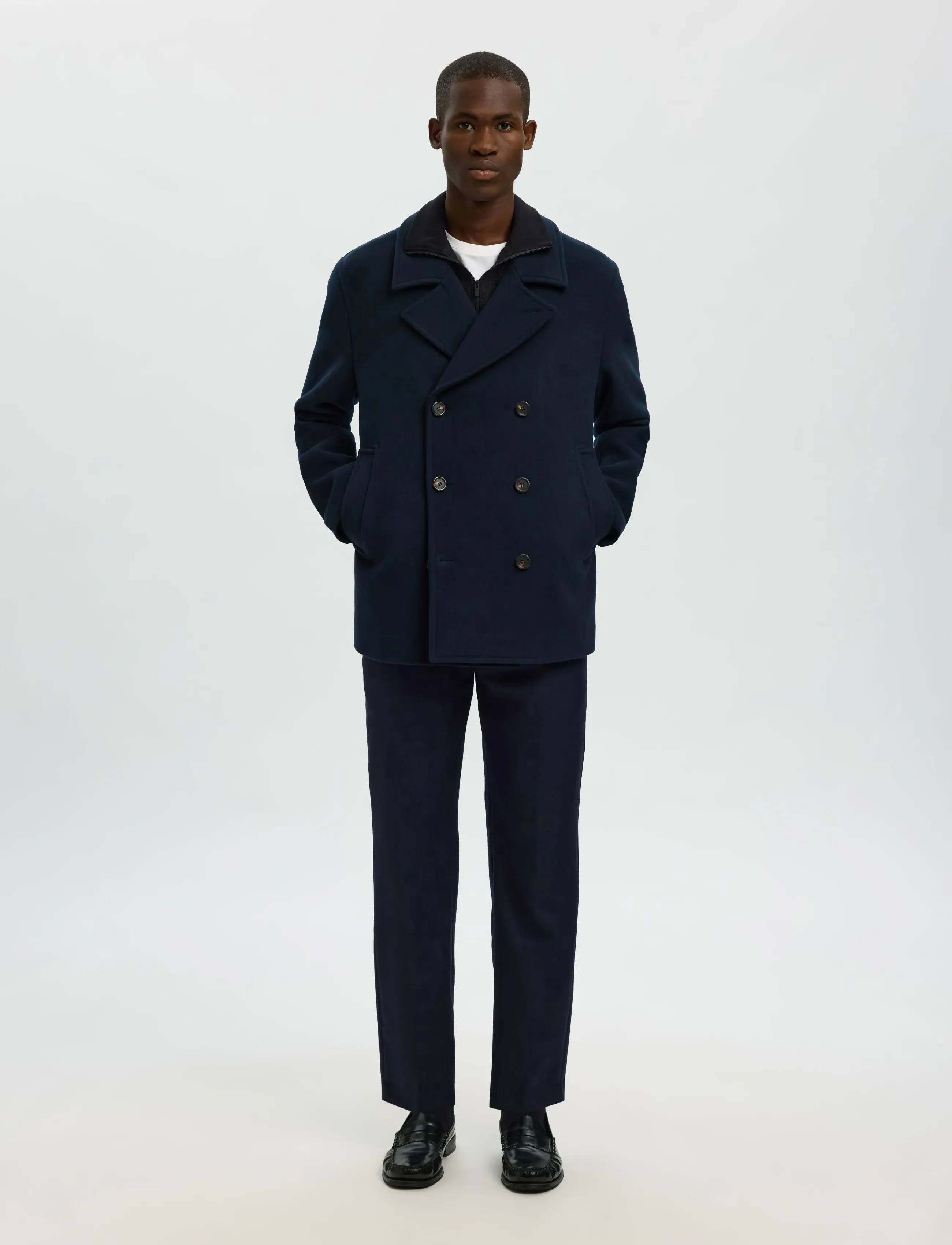 Selected - SLMARCHIVE WOOL BLEND PEACOAT - uldfrakker - sky captain - 5
