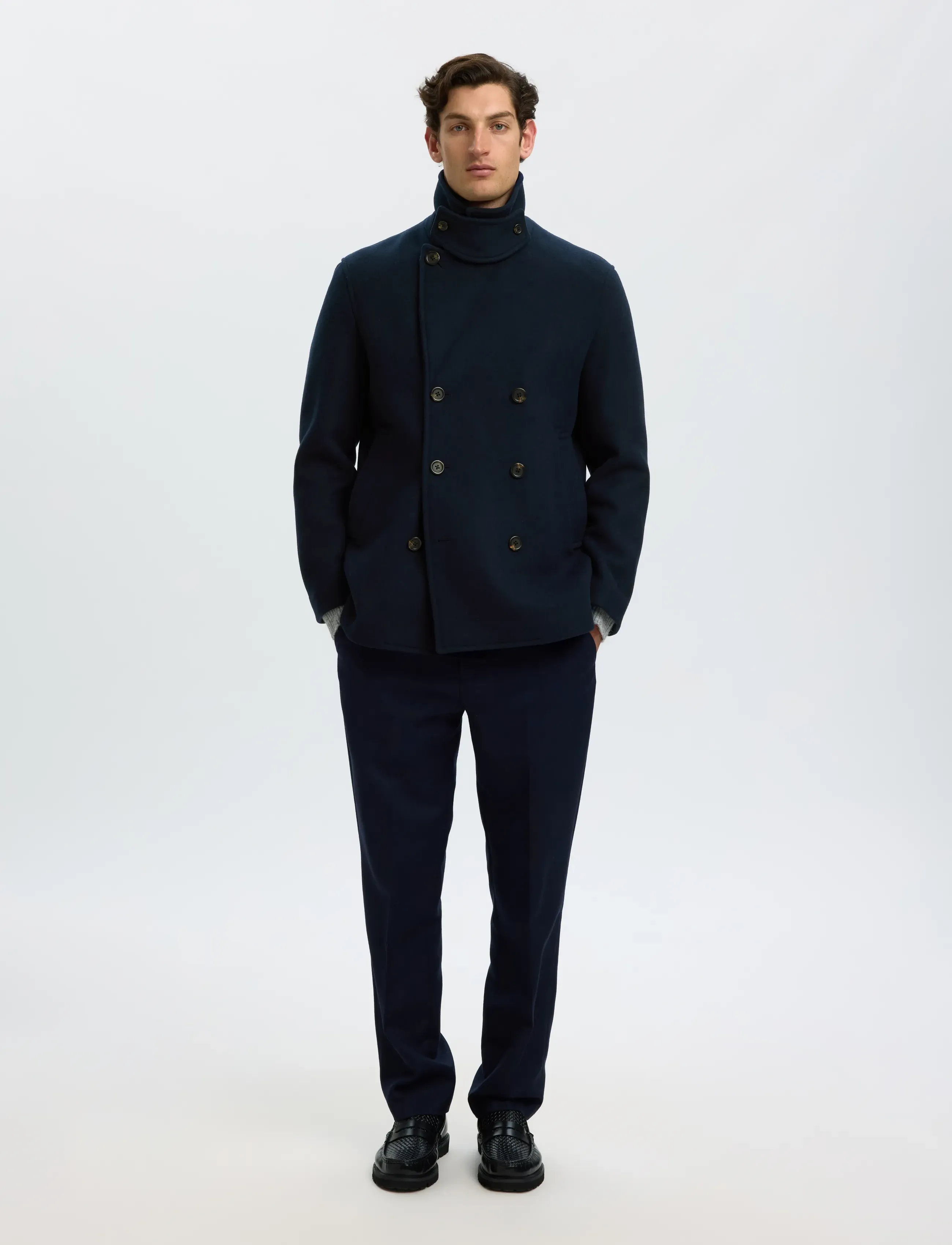 Selected - SLMARCHIVE WOOL BLEND PEACOAT - wollmäntel - sky captain - 5