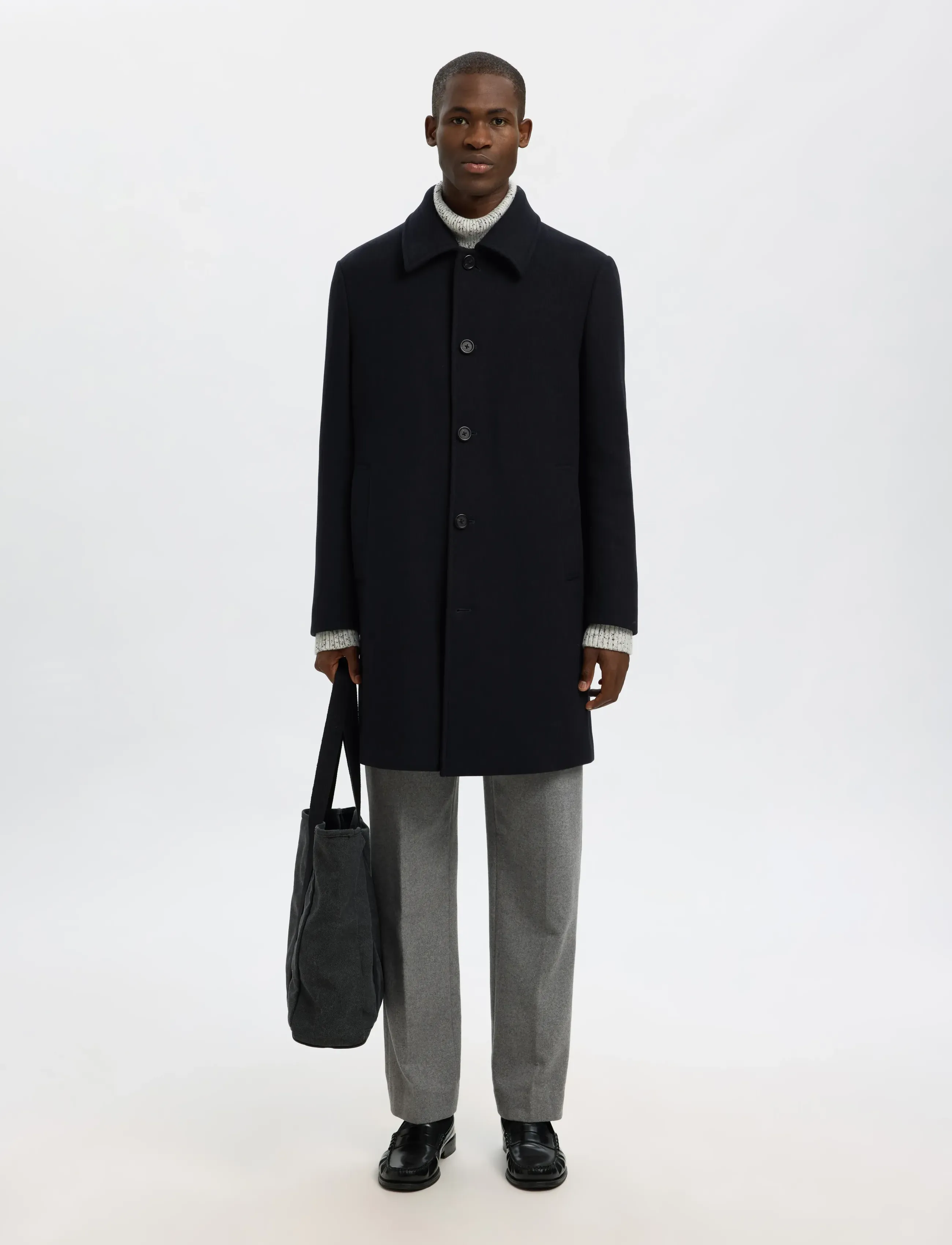 Selected - SLHARCHIVE WOOL BLEND CAR COAT - vinterjakker - sky captain - 5