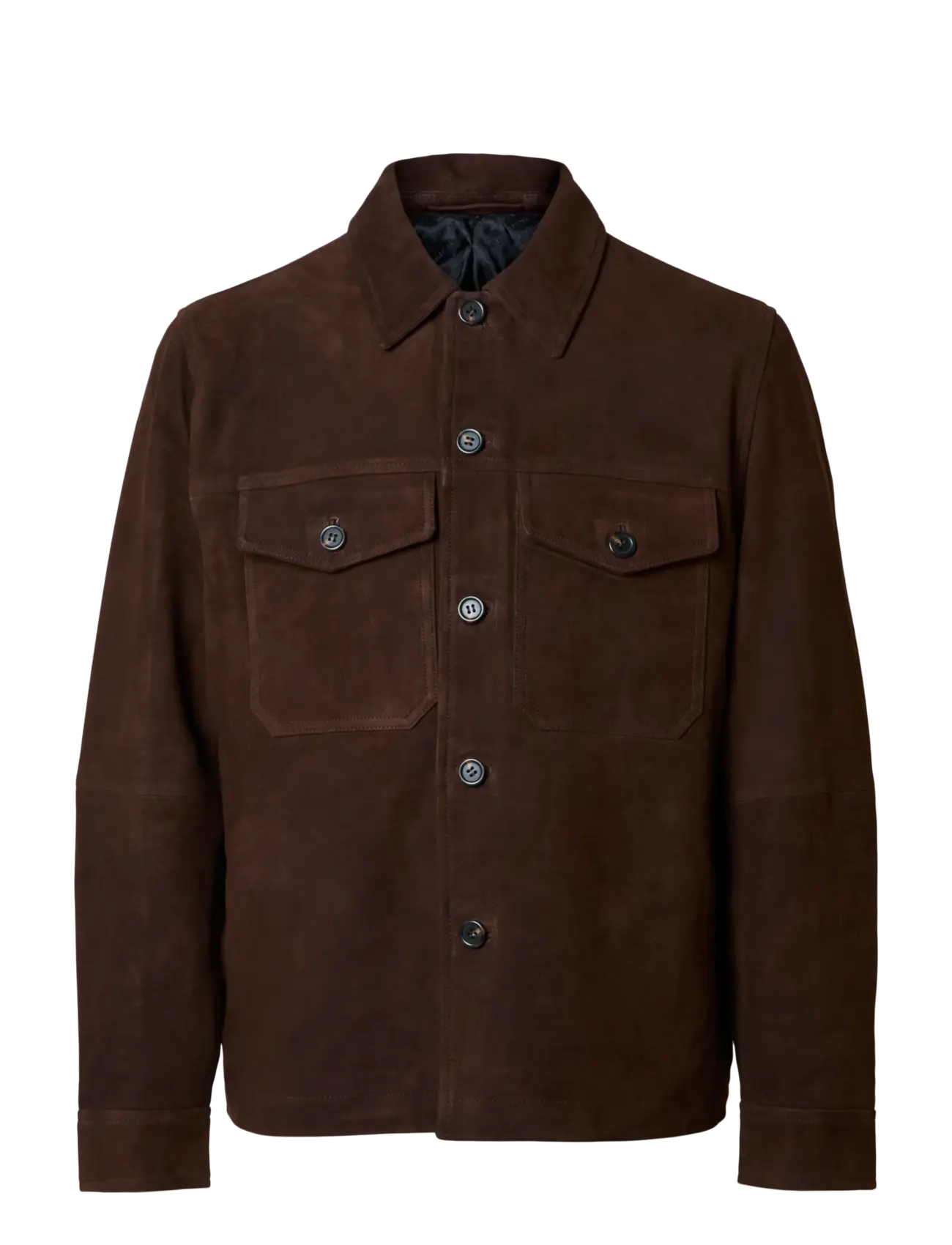 Selected SLHTHOM SUEDE OVERSHIRT NOOS - Overshirts - DEMITASSE / brown