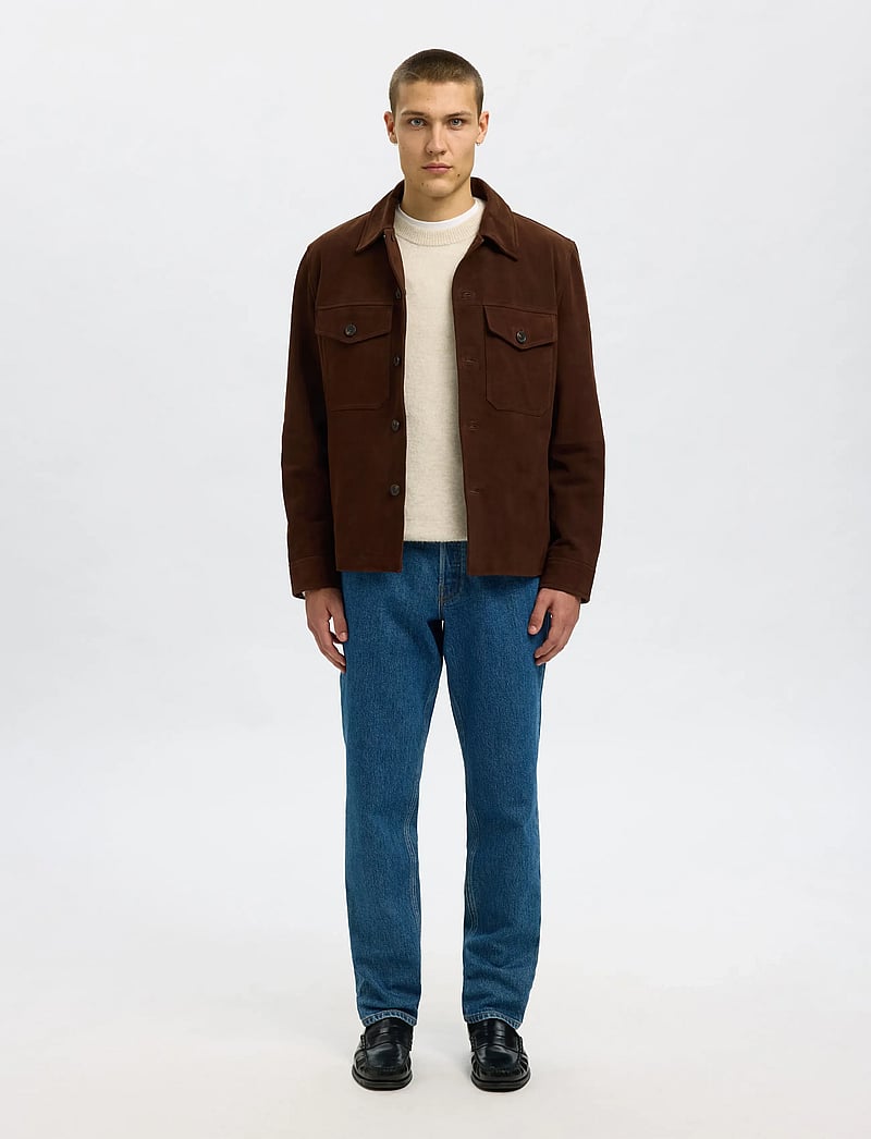 Selected - SLHTHOM SUEDE OVERSHIRT NOOS - vårjackor - demitasse - 3