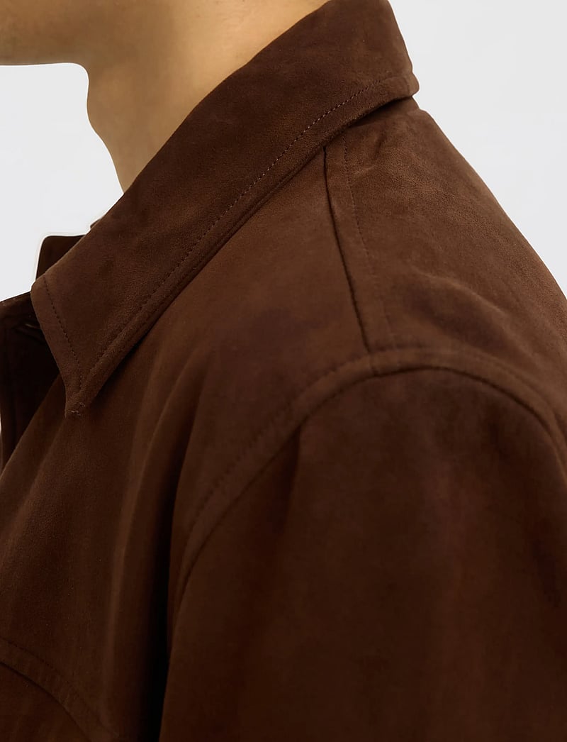 Selected - SLHTHOM SUEDE OVERSHIRT NOOS - vårjackor - demitasse - 4