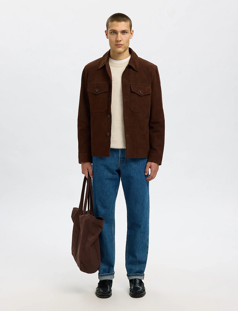 Selected - SLHTHOM SUEDE OVERSHIRT NOOS - vårjackor - demitasse - 5