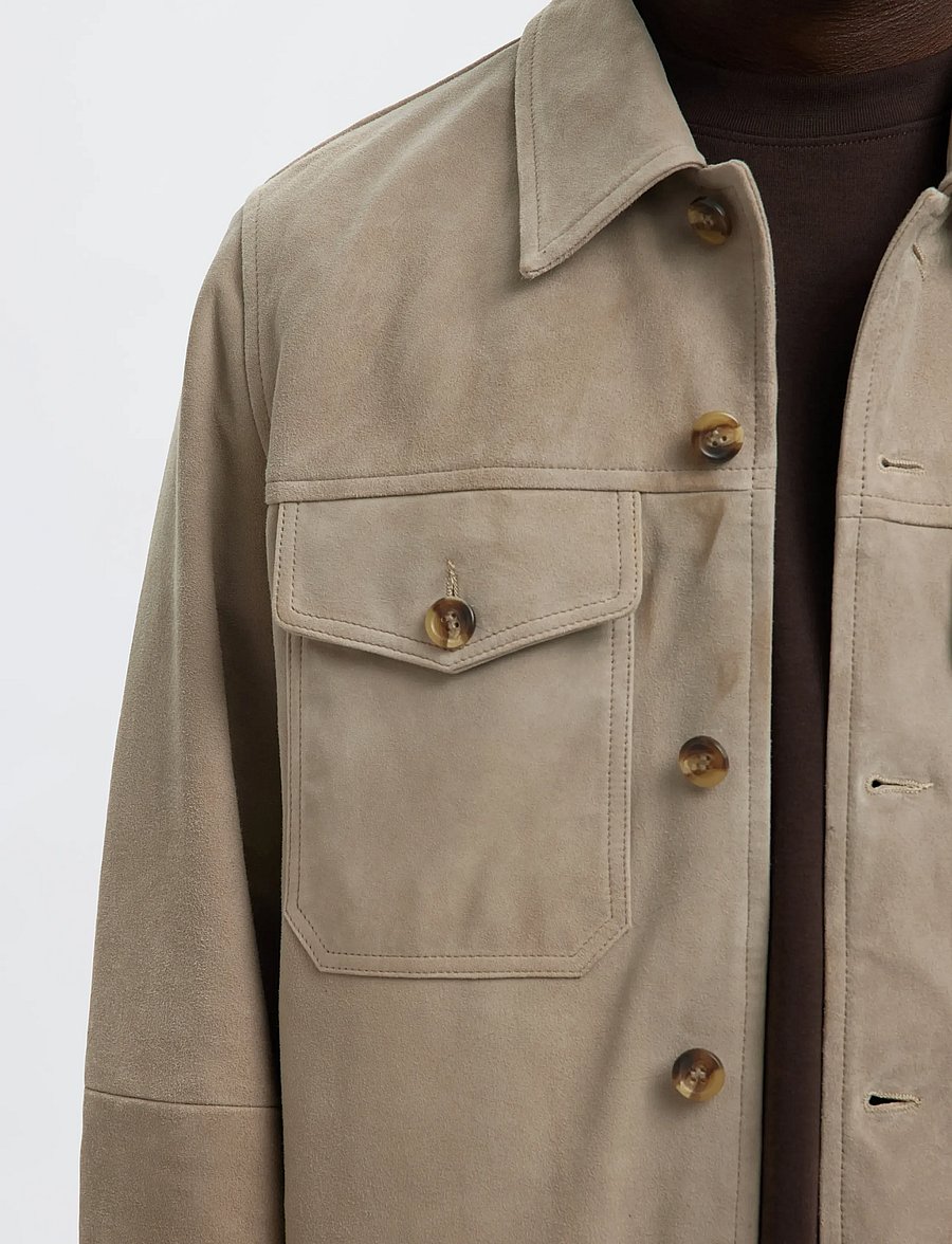 Selected - SLHTHOM SUEDE OVERSHIRT NOOS - forårsjakker - desert taupe - 4