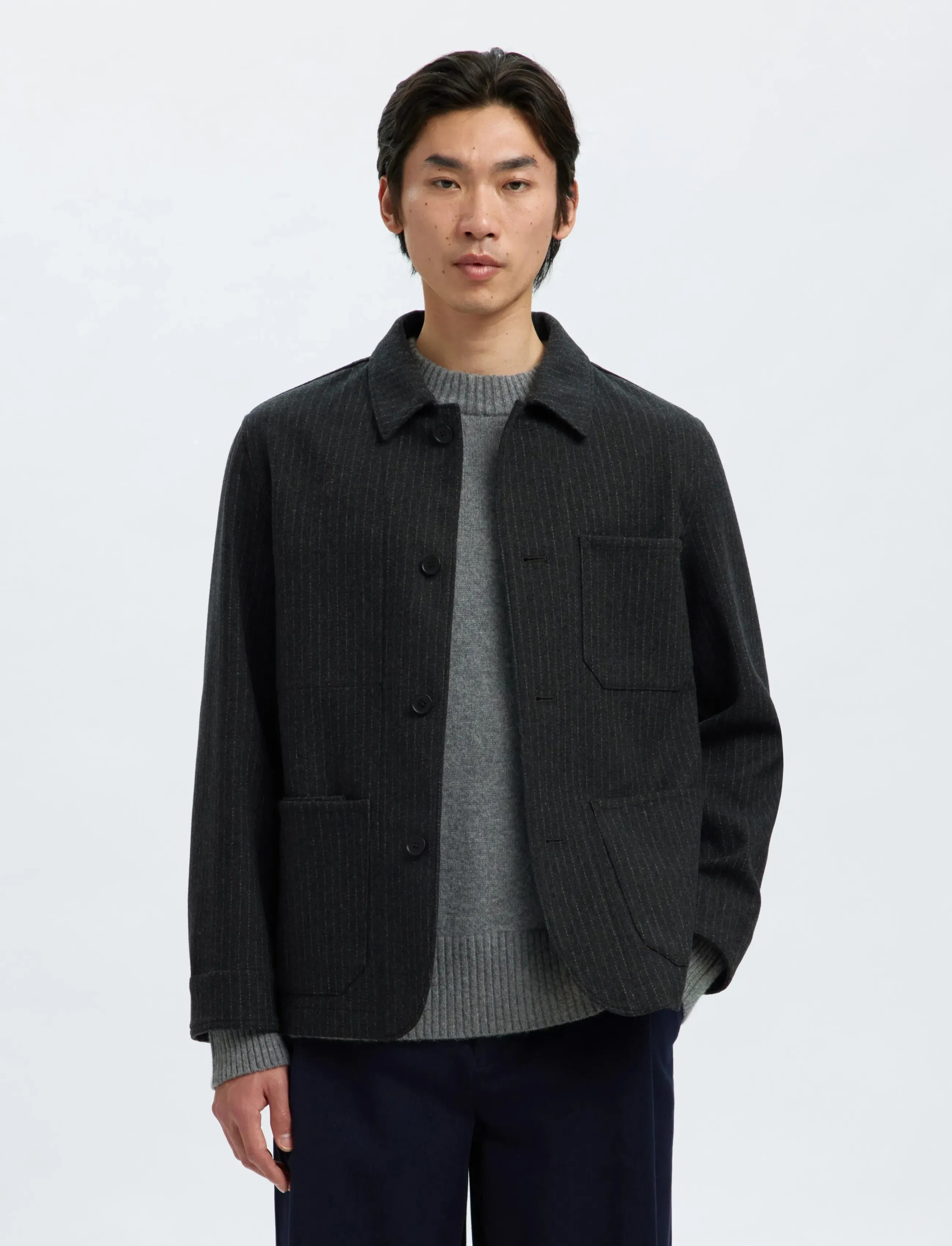 Selected Slm-Landon Wool Blend Hybrid Blazer Noos, XL, Blazer, Grau - Single Breasted Männerswear